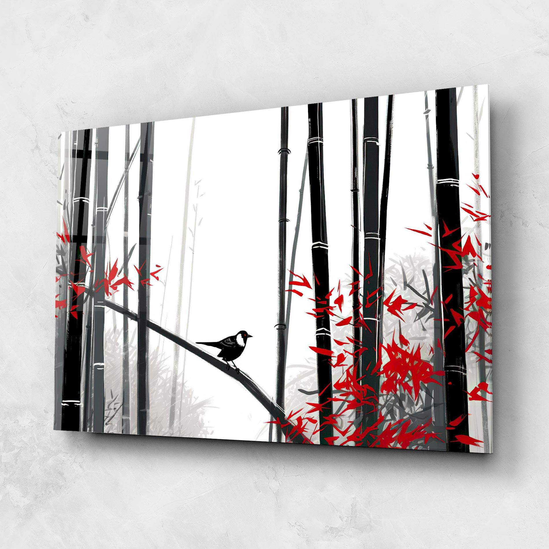 Tablou Sticla Chinese Red Leafs mockup 1