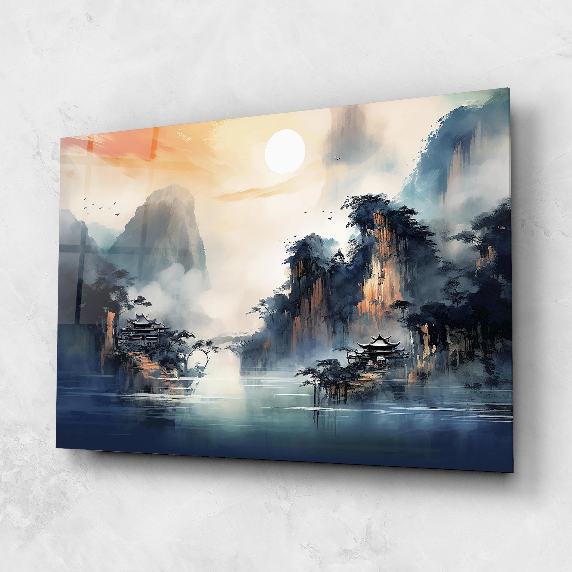 Tablou Sticla Fog Houses mockup 1