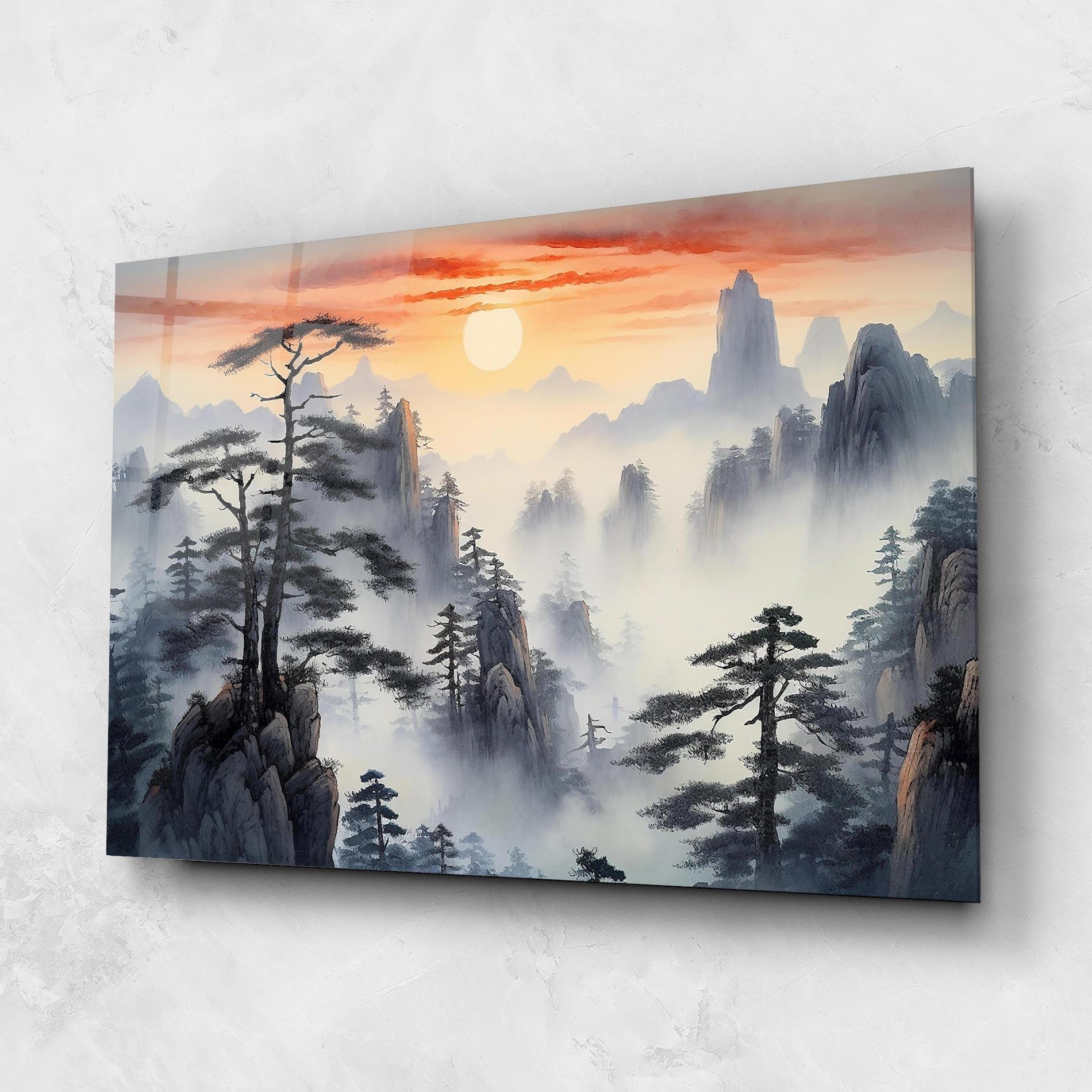 Tablou Sticla Fog Trees mockup 1