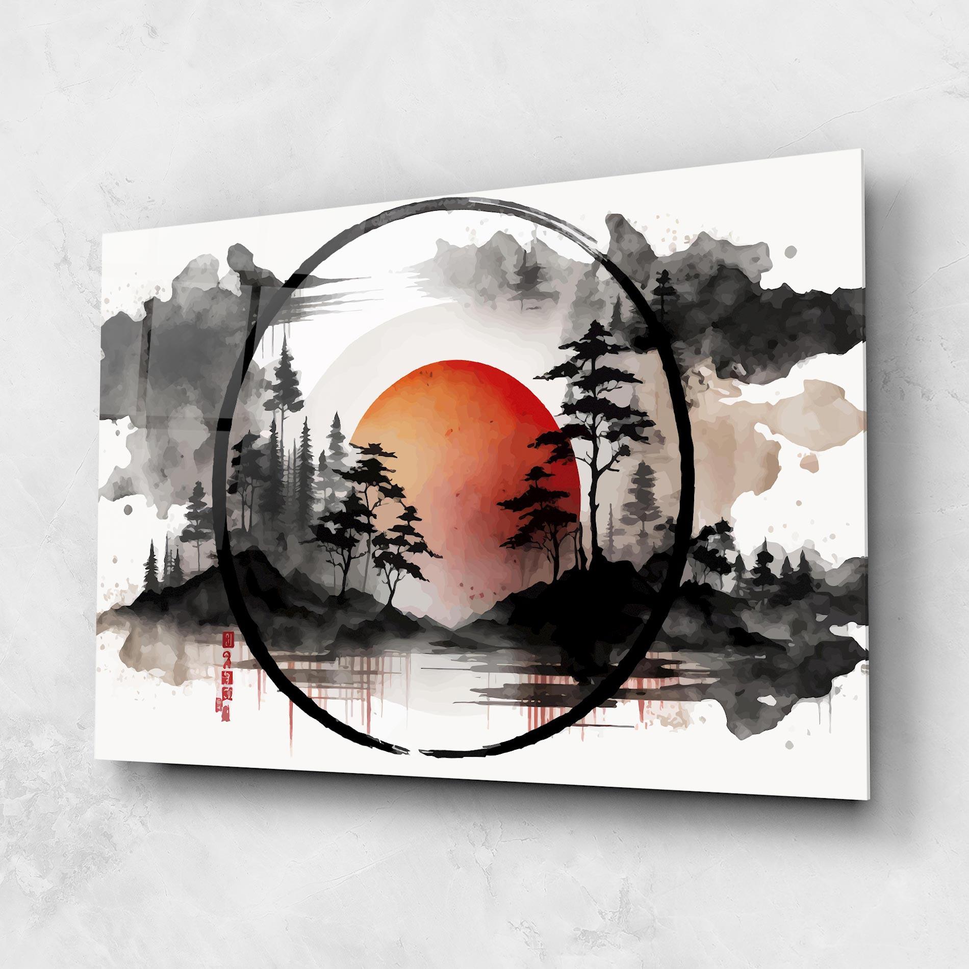 Tablou Sticla Orange Sun Forest mockup 1