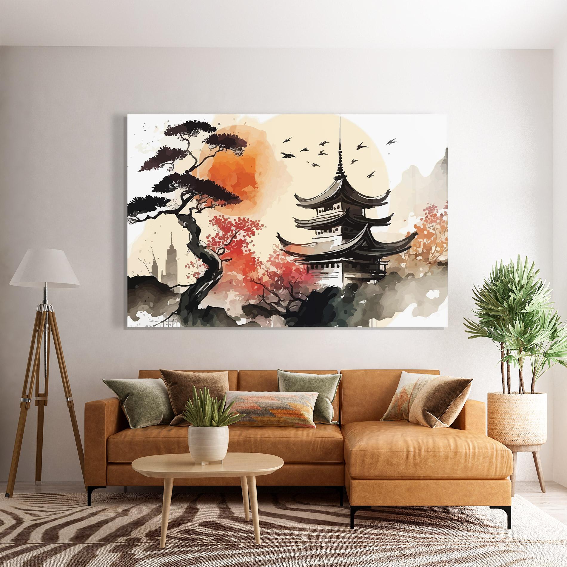 Tablou Sticla Asiatic Beautiful View mockup 7