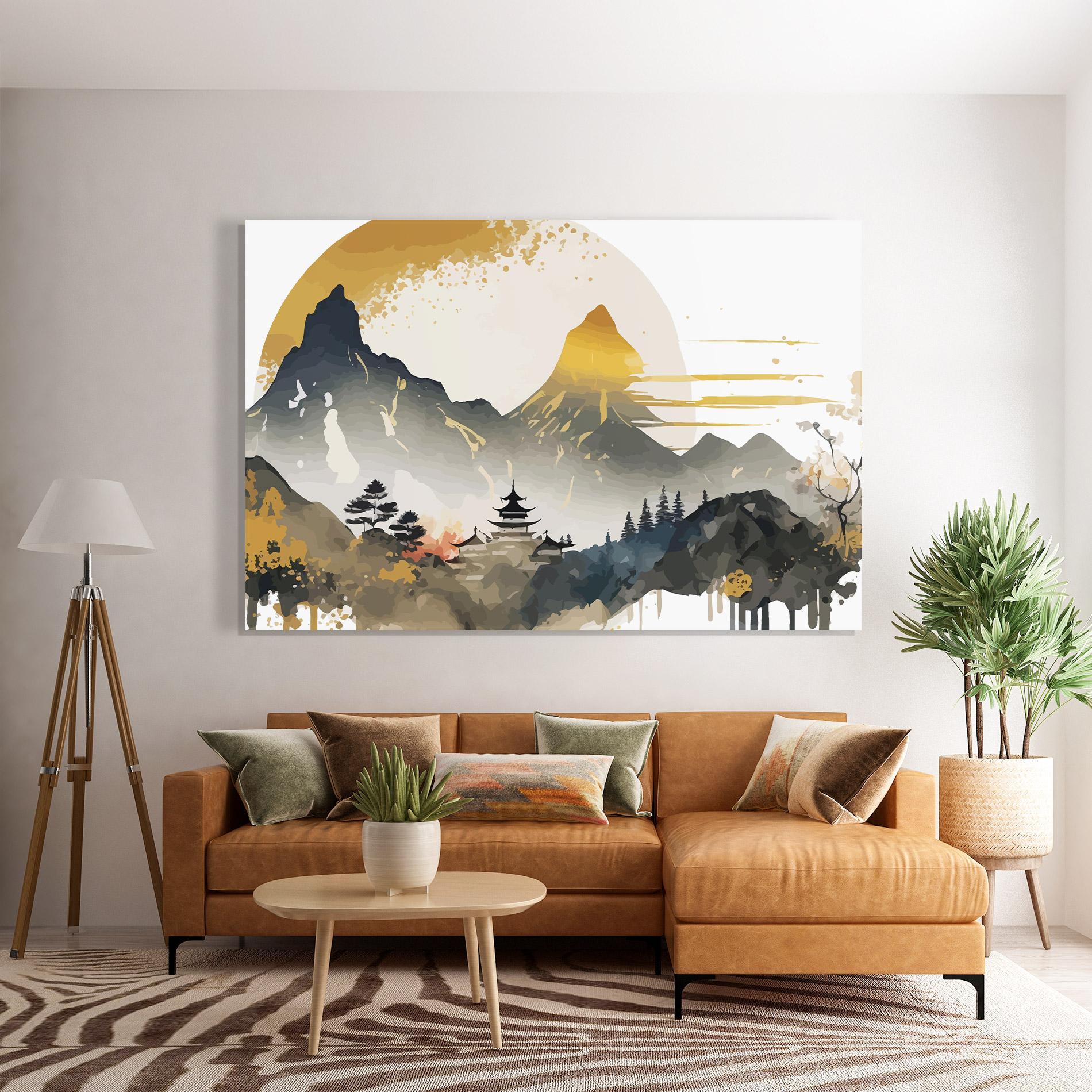 Tablou Sticla Asiatic Gold Cream mockup 7