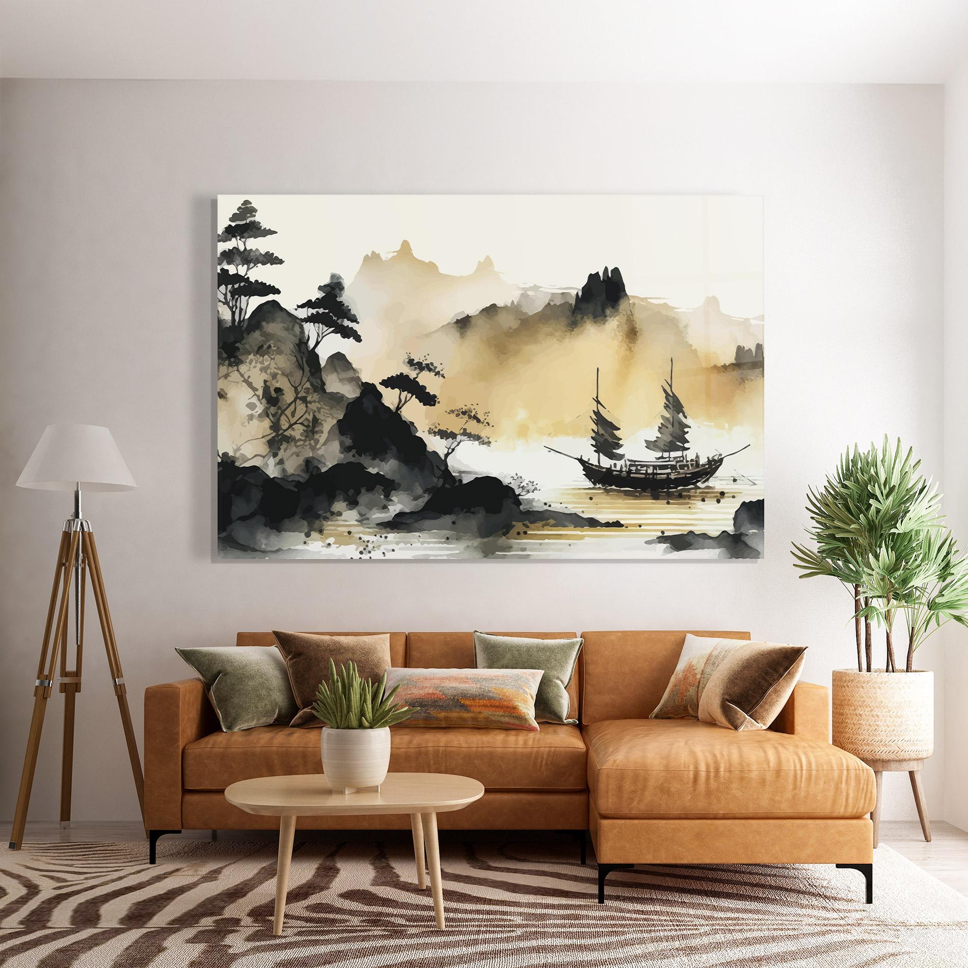 Tablou Sticla Asiatic Grey Cream mockup 7