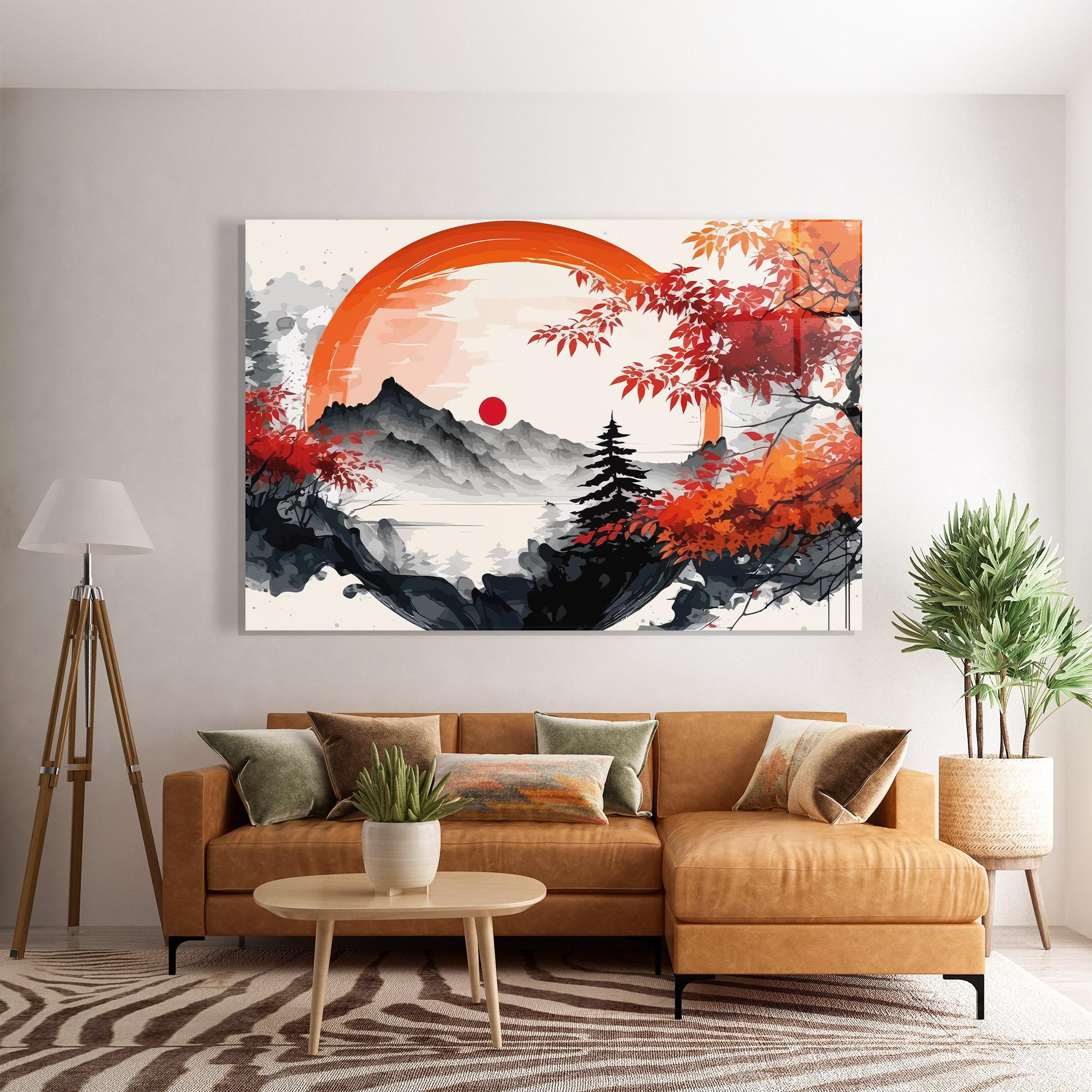 Tablou Sticla Asiatic Grey Montain mockup 7