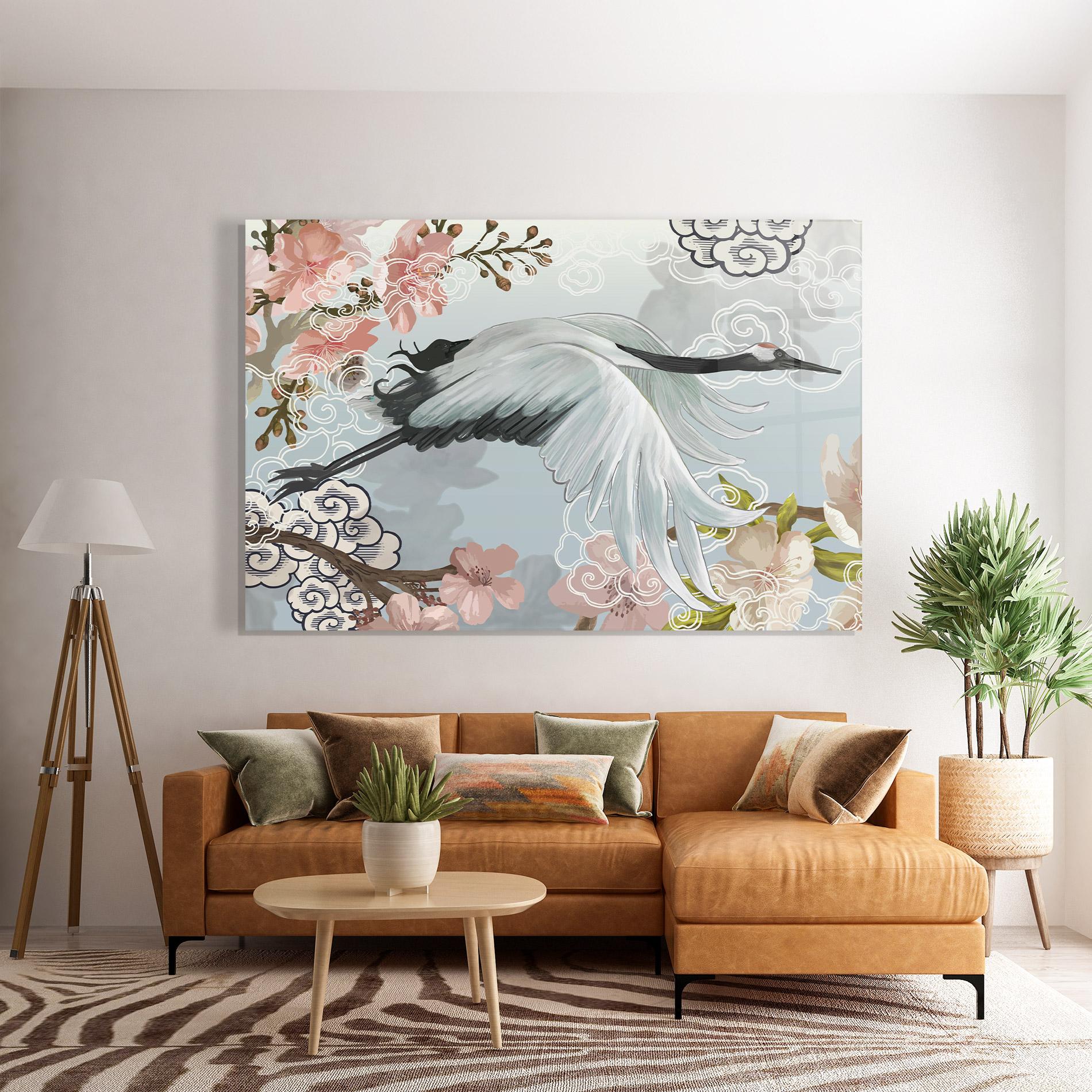Tablou Sticla Beautiful Asiatic Bird mockup 7
