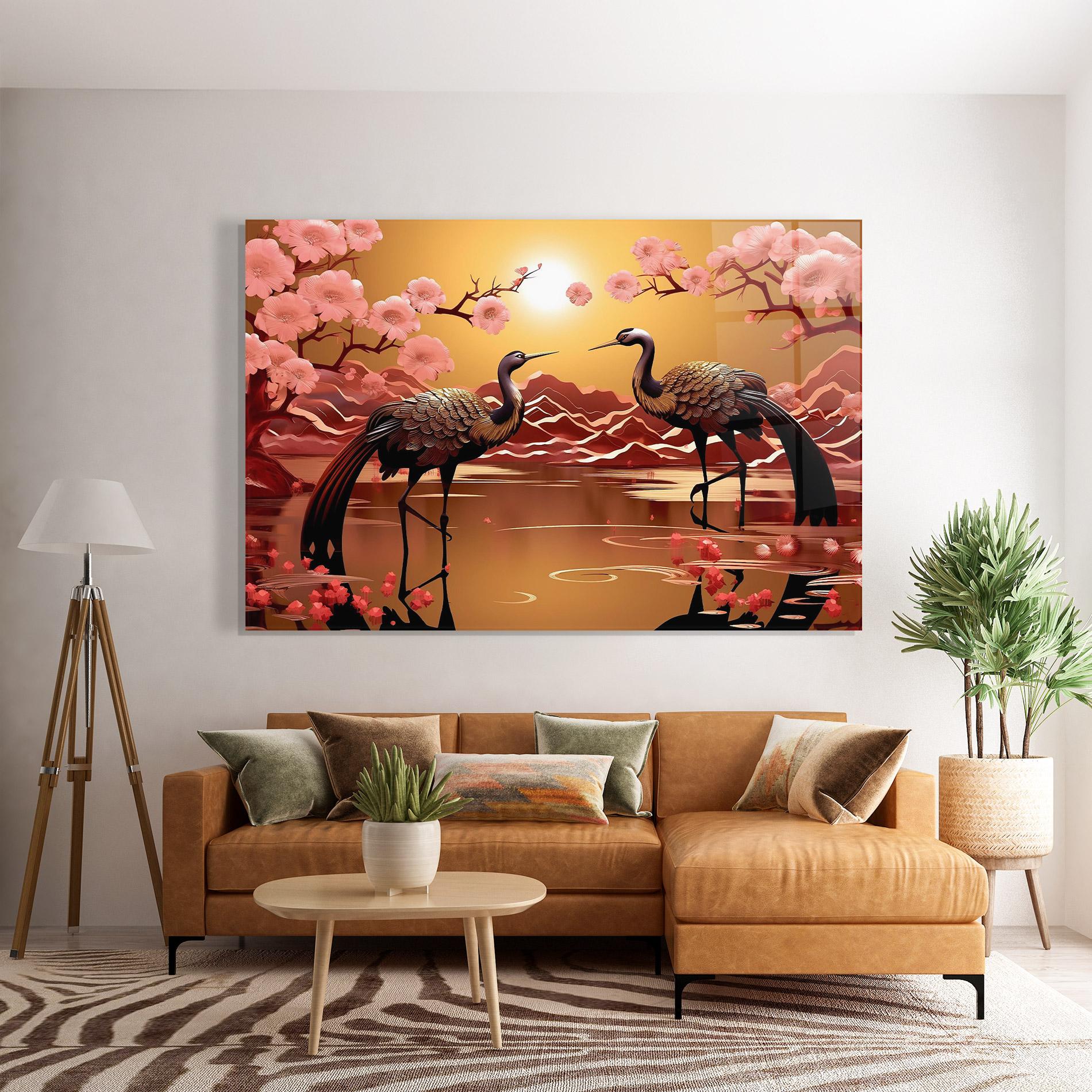 Tablou Sticla Chinese Birds mockup 7