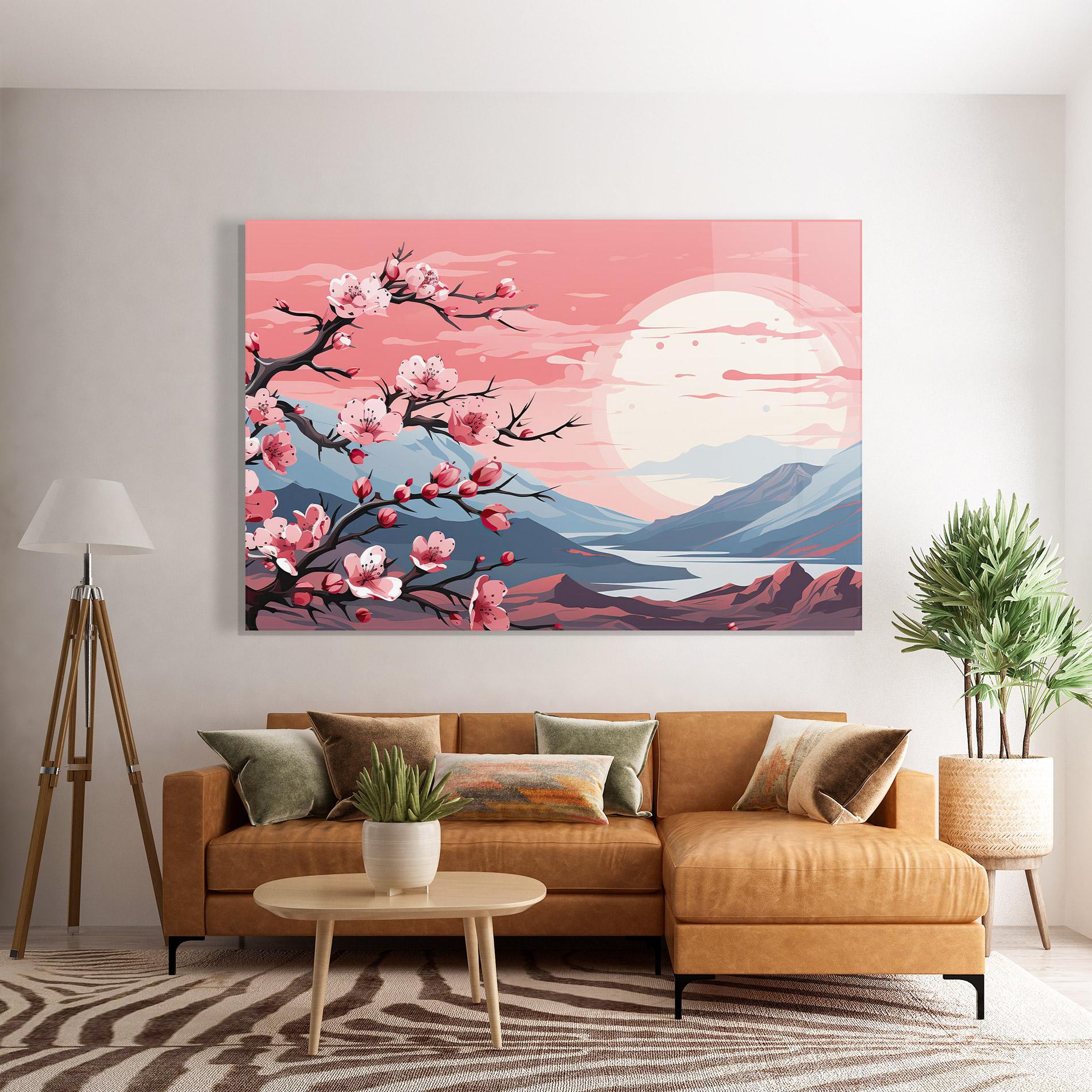 Tablou Sticla Chinese Cherry Blossoms mockup 7
