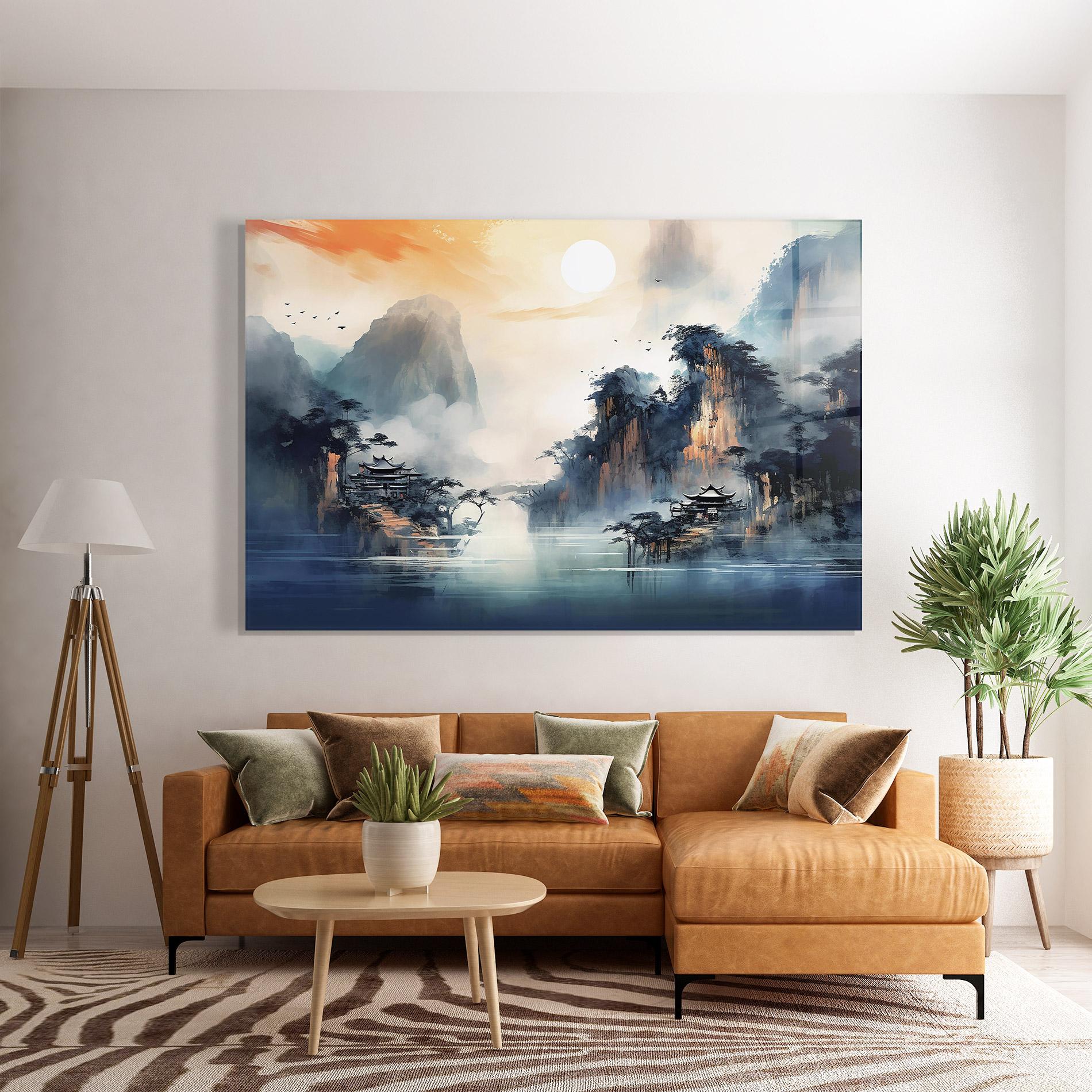 Tablou Sticla Fog Houses mockup 7