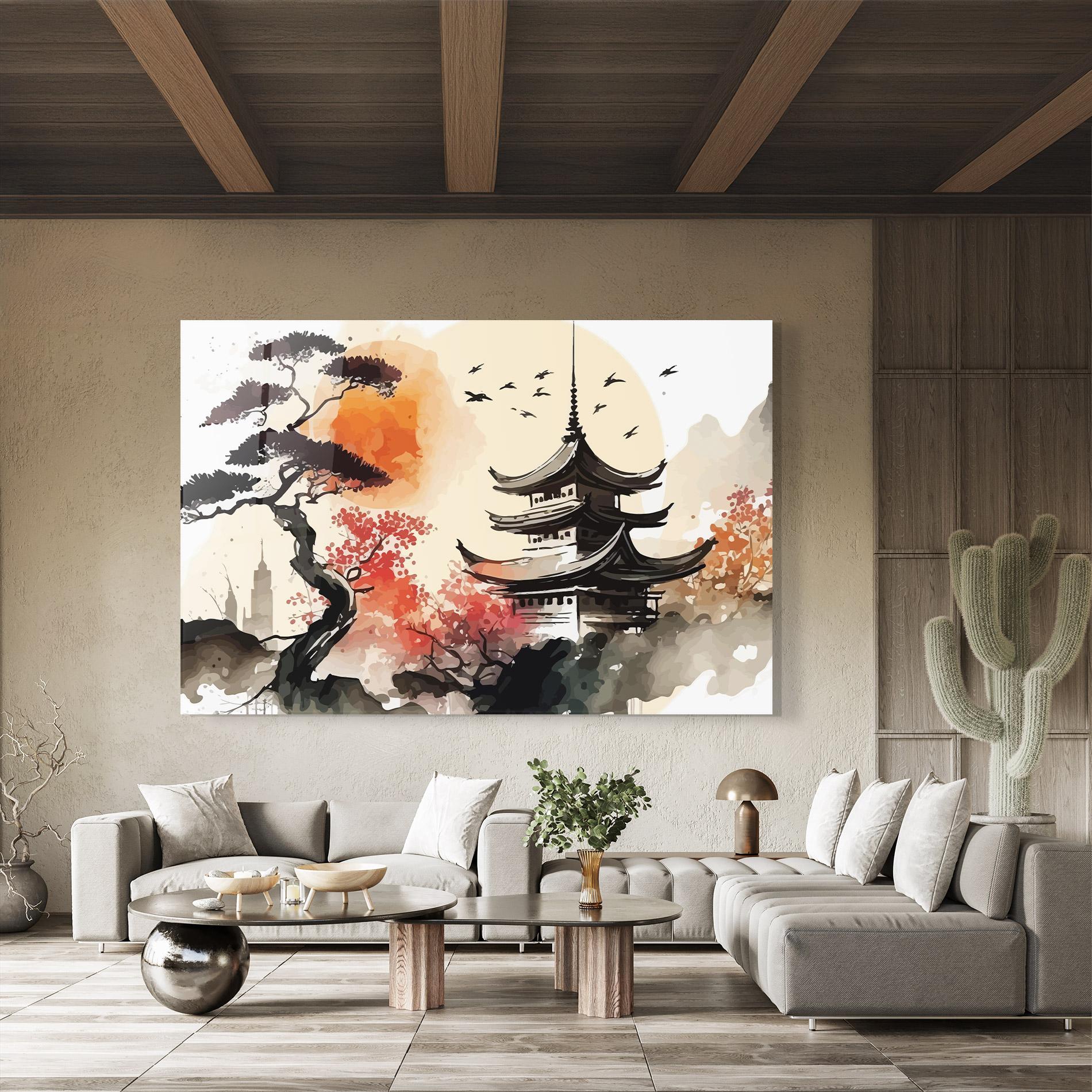 Tablou Sticla Asiatic Beautiful View mockup 8