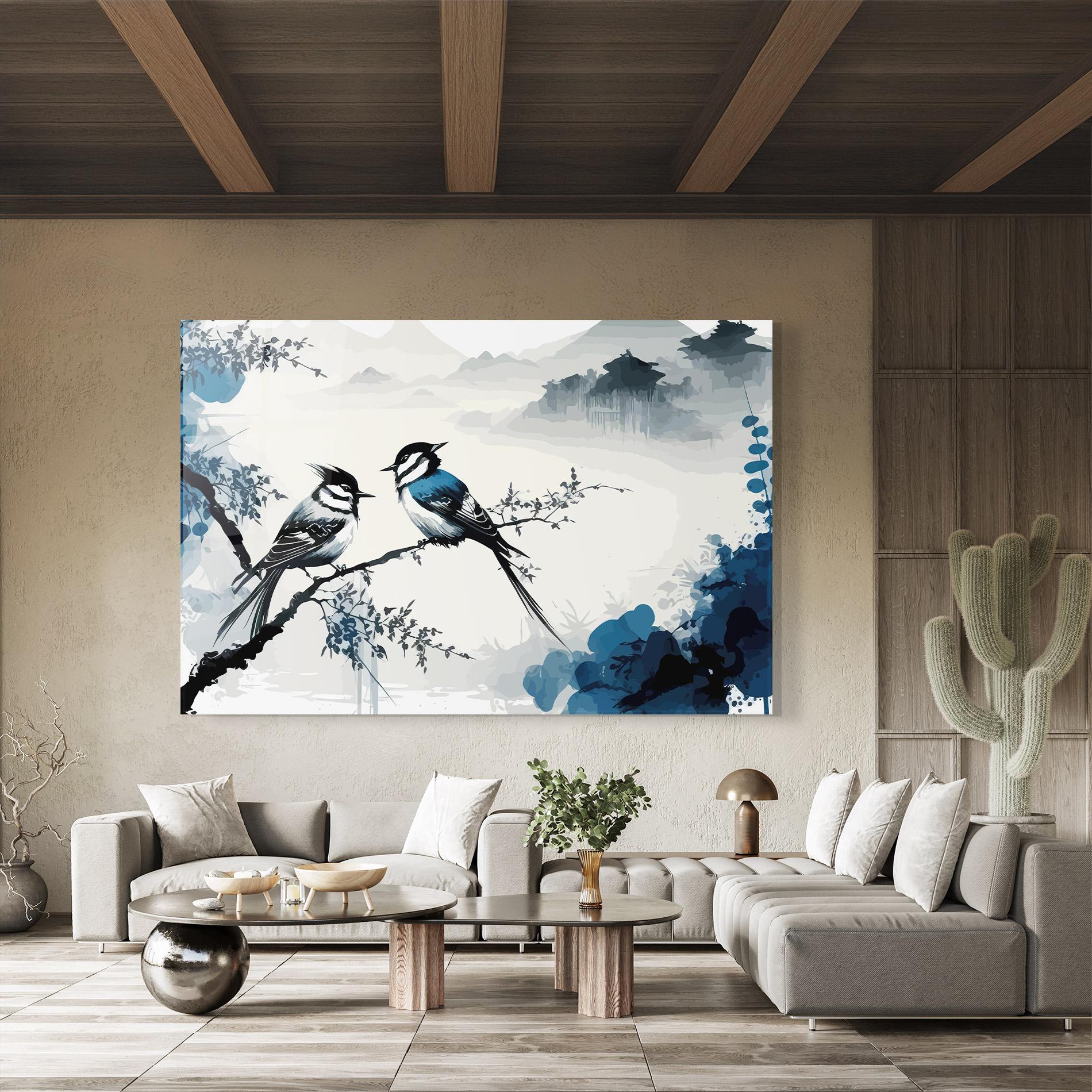 Tablou Sticla Asiatic Blue Bird mockup 8