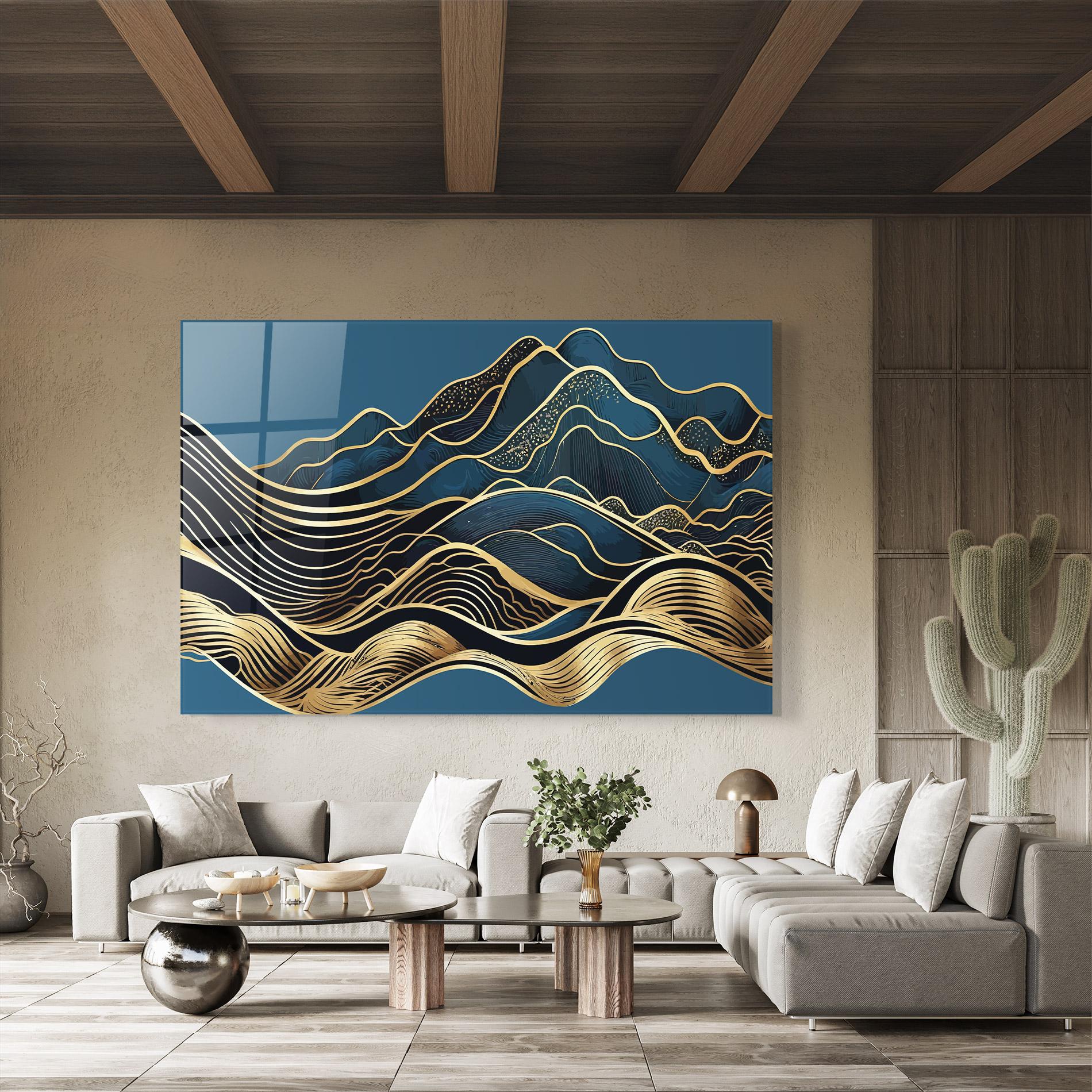 Tablou Sticla Asiatic Blue Wave mockup 8