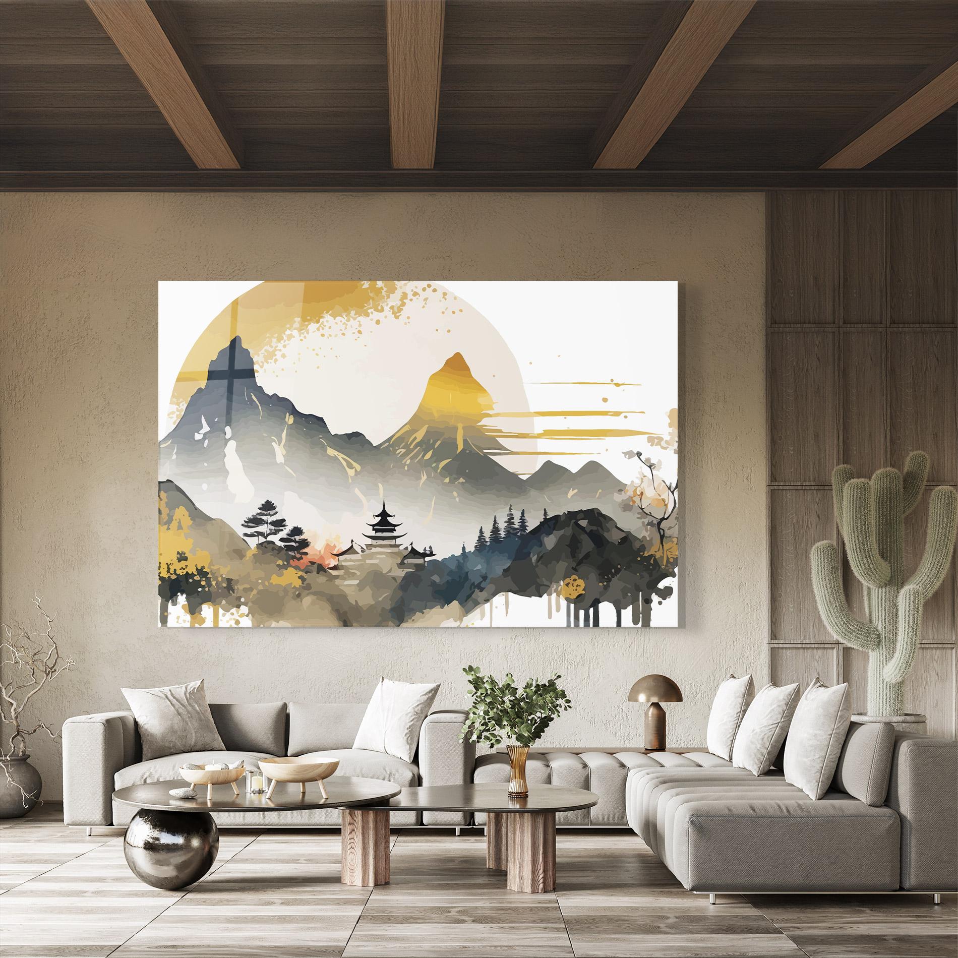 Tablou Sticla Asiatic Gold Cream mockup 8