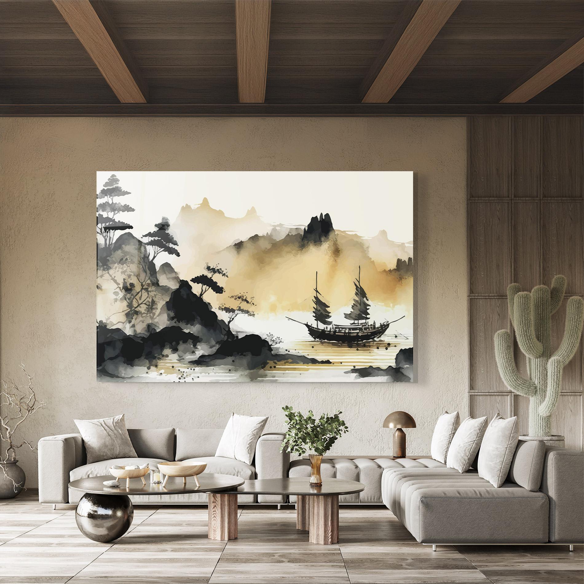 Tablou Sticla Asiatic Grey Cream mockup 8