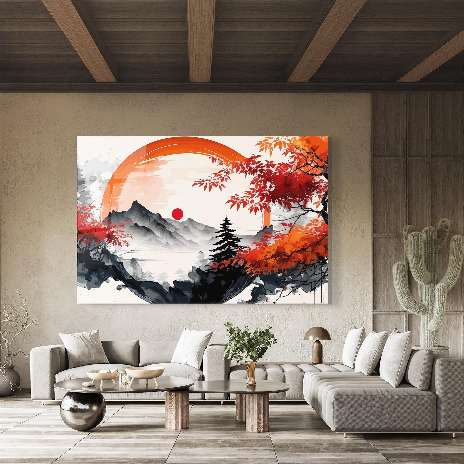 Tablou Sticla Asiatic Grey Montain mockup 8