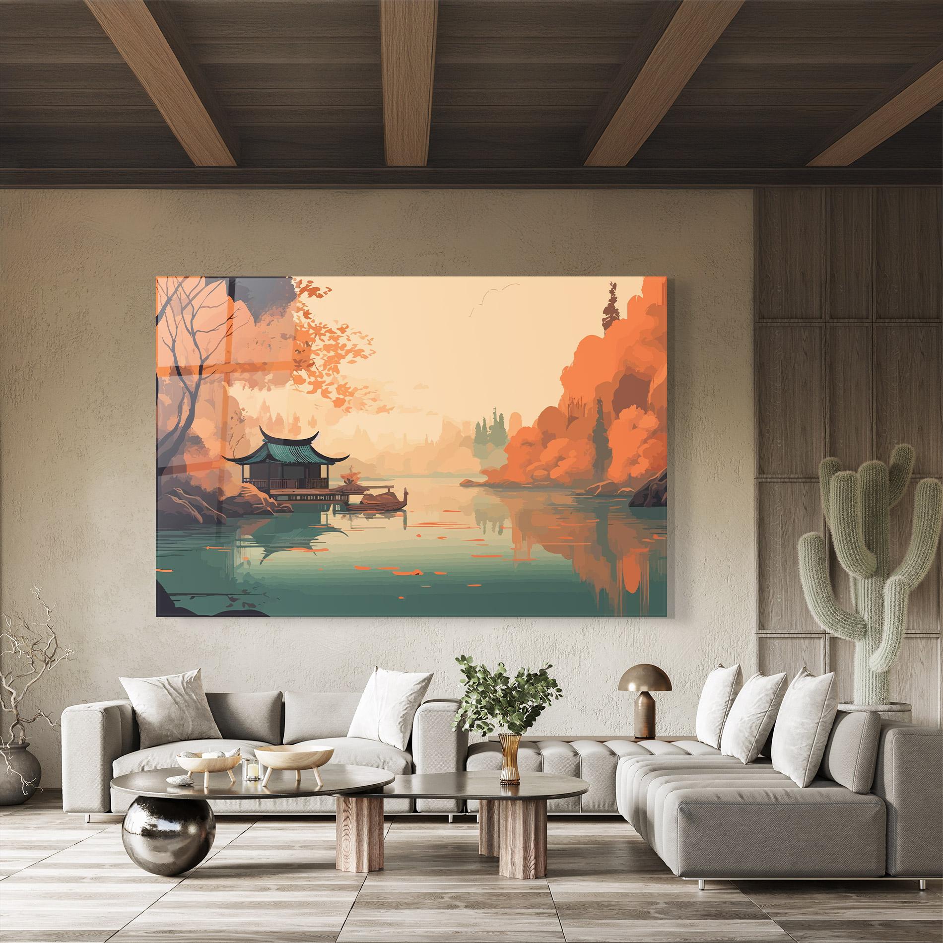 Tablou Sticla Asiatic Lake mockup 8