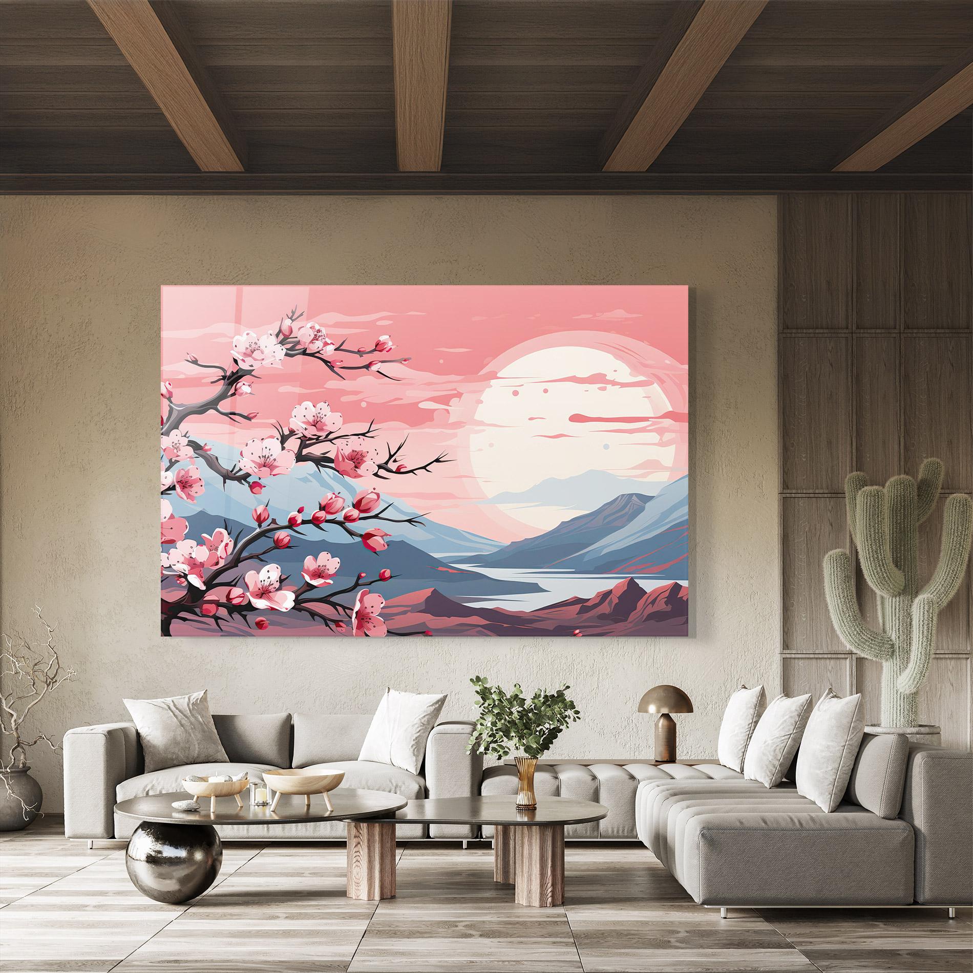 Tablou Sticla Chinese Cherry Blossoms mockup 8
