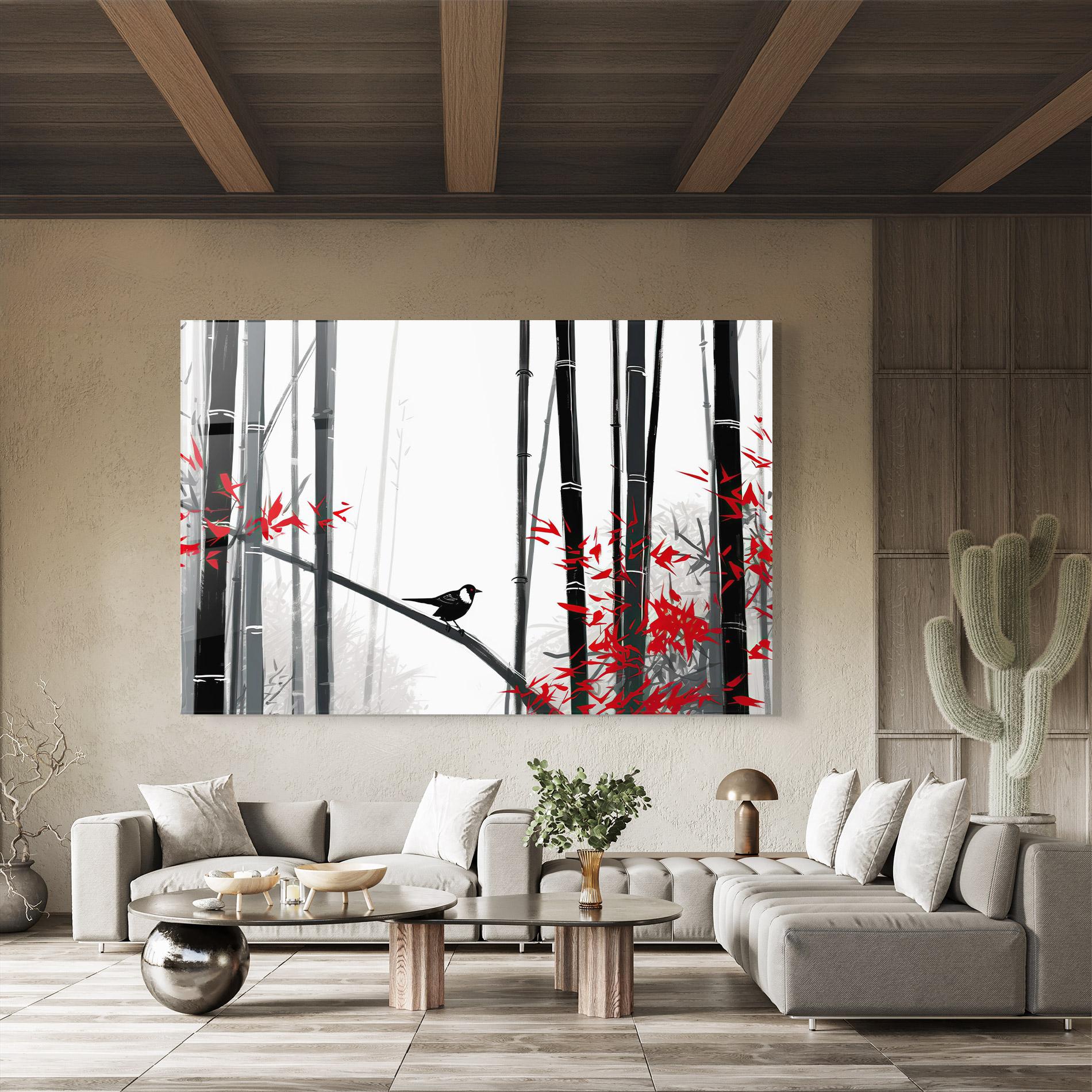 Tablou Sticla Chinese Red Leafs mockup 8