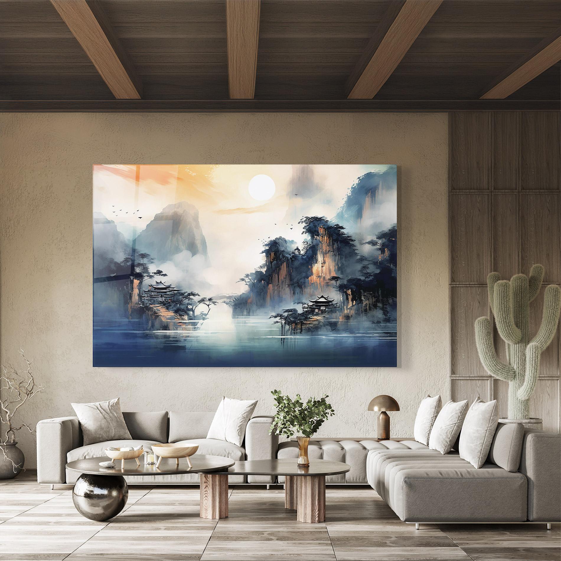 Tablou Sticla Fog Houses mockup 8