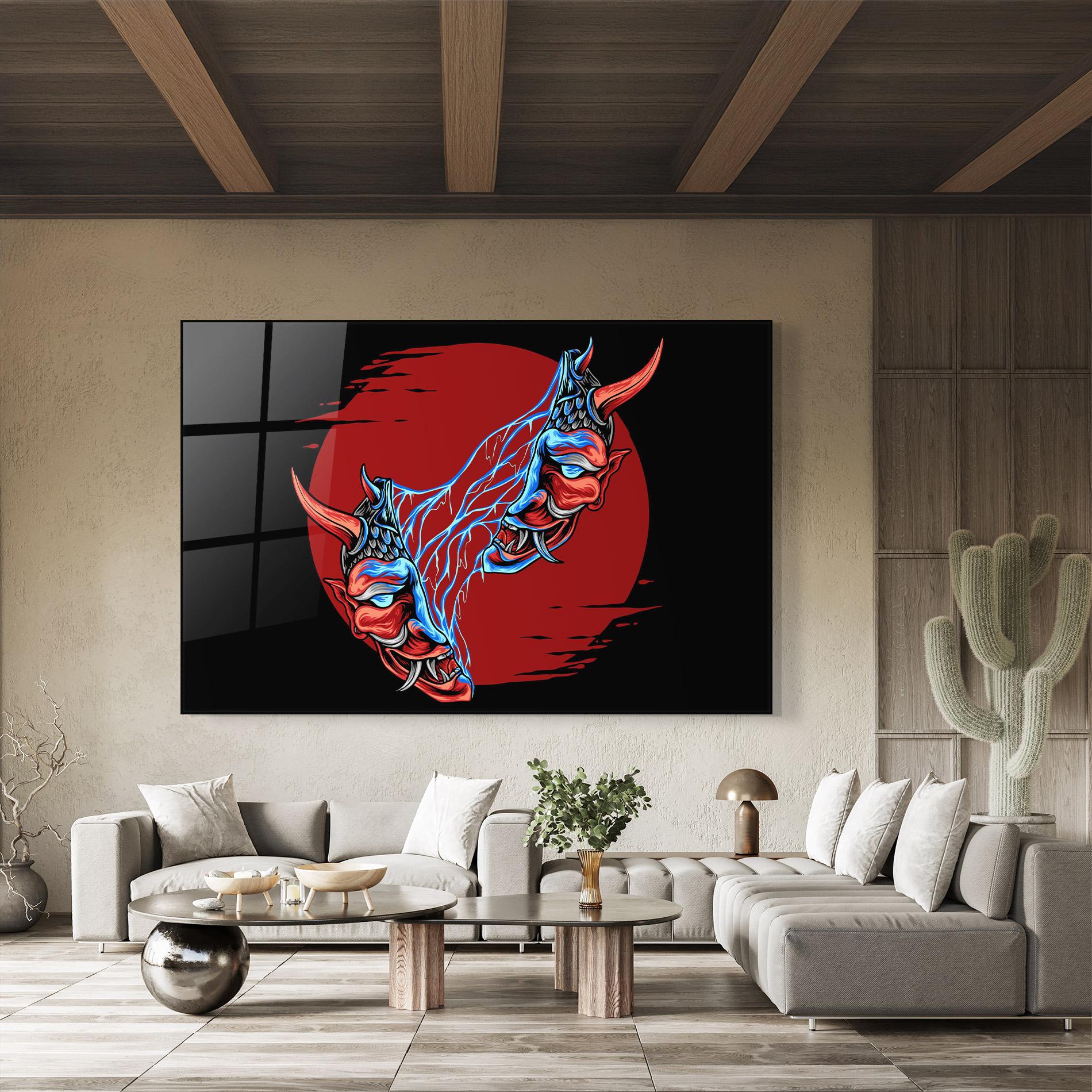 Tablou Sticla Japanese Mask mockup 8