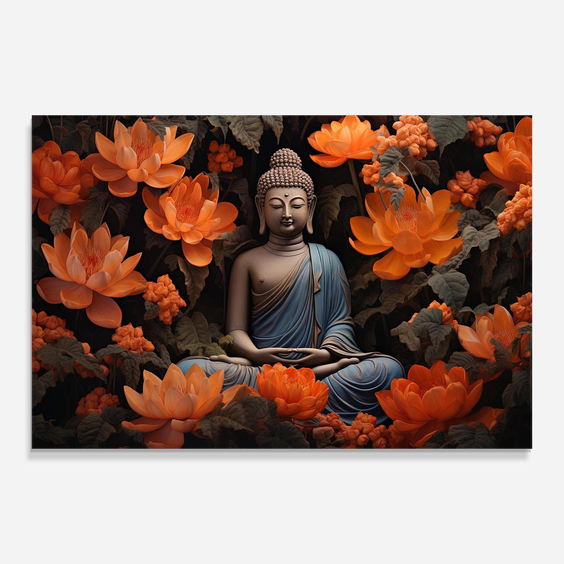 Tablou Sticla Big Flower Buddha mockup 0