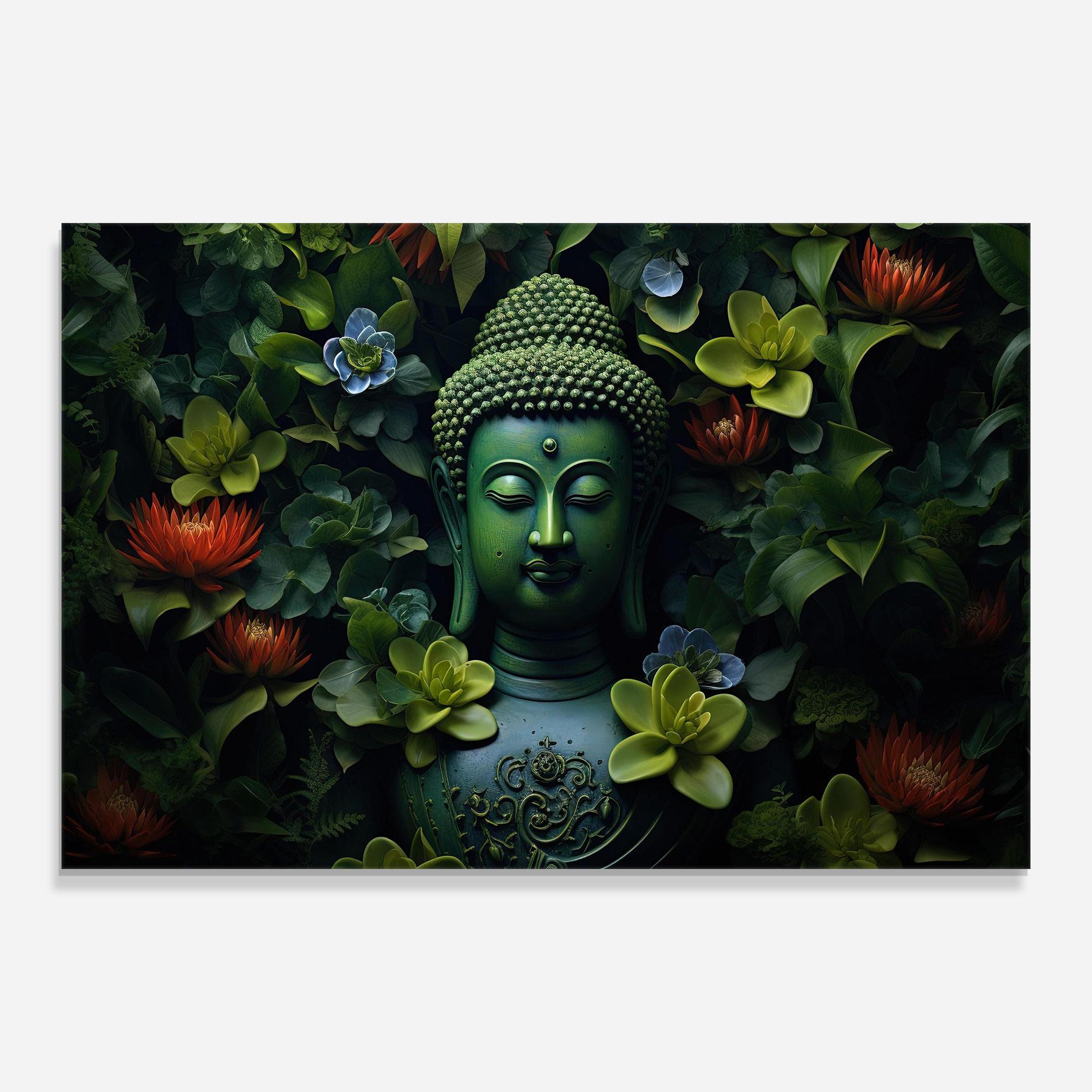 Tablou Sticla Blue Light Buddha mockup 0