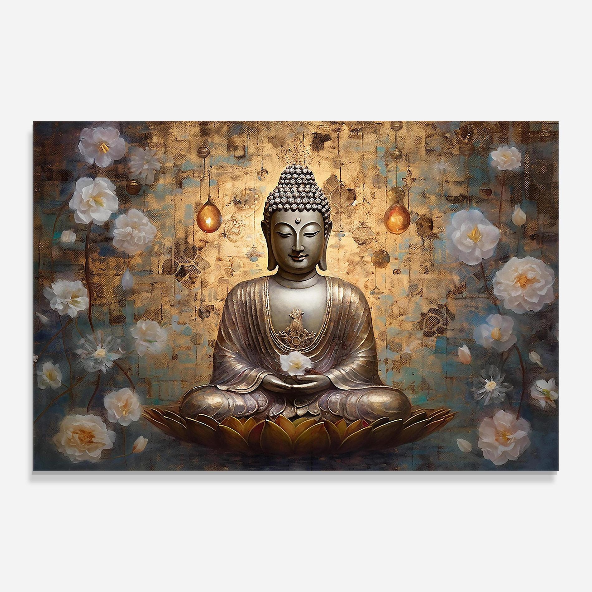 Tablou Sticla Buddha Meditation Art mockup 0