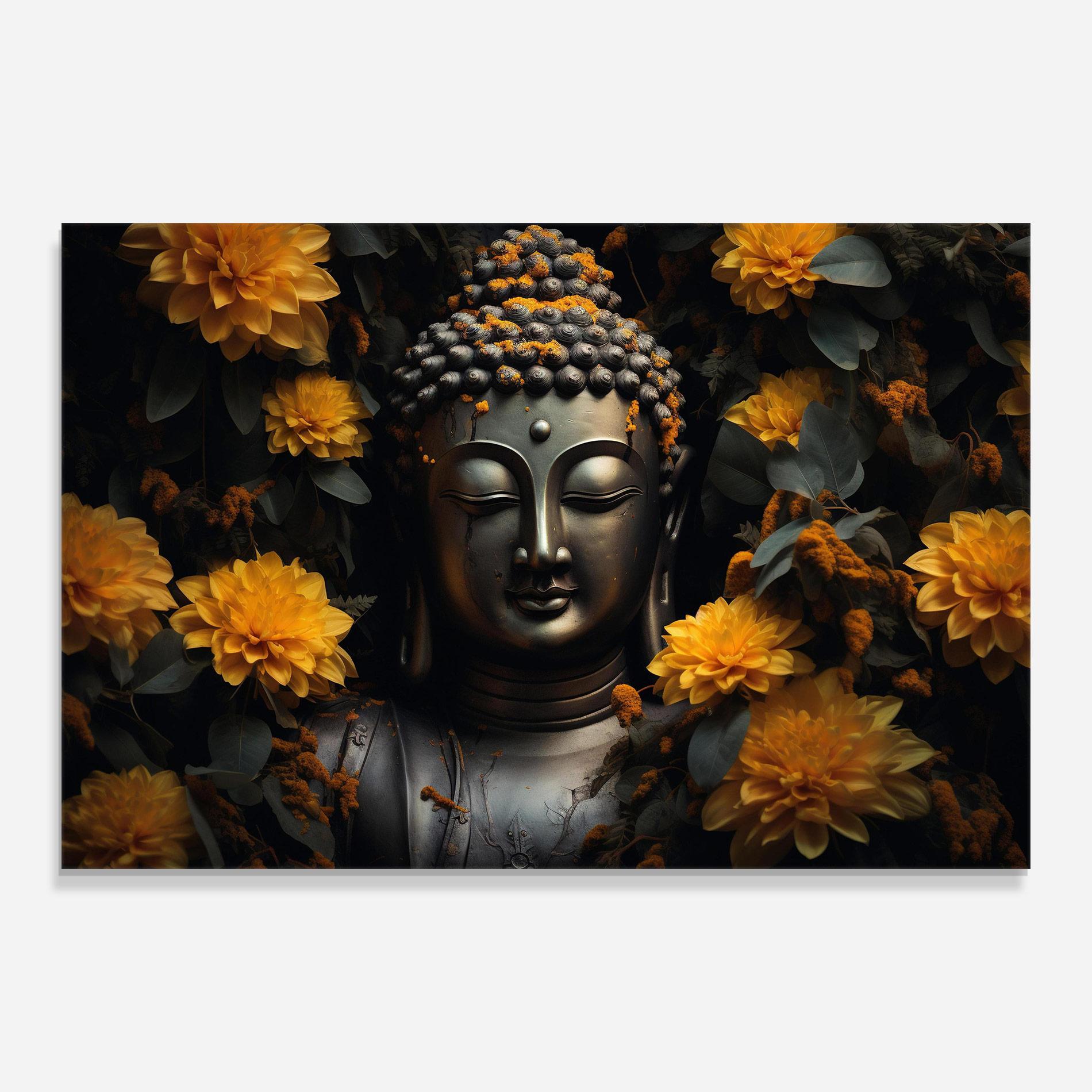 Tablou Sticla Buddha Peace Statue mockup 0