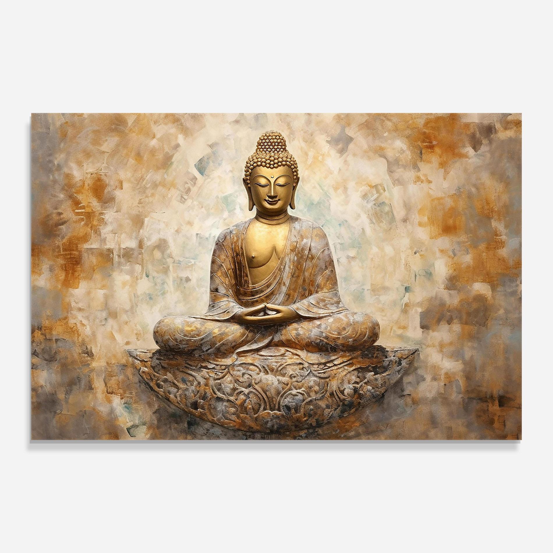 Tablou Sticla Cream Buddha Art mockup 0