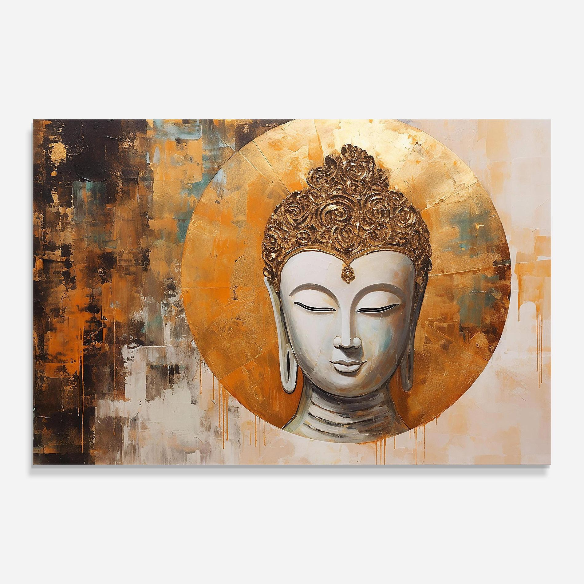 Tablou Sticla Cream Circle Buddha mockup 0
