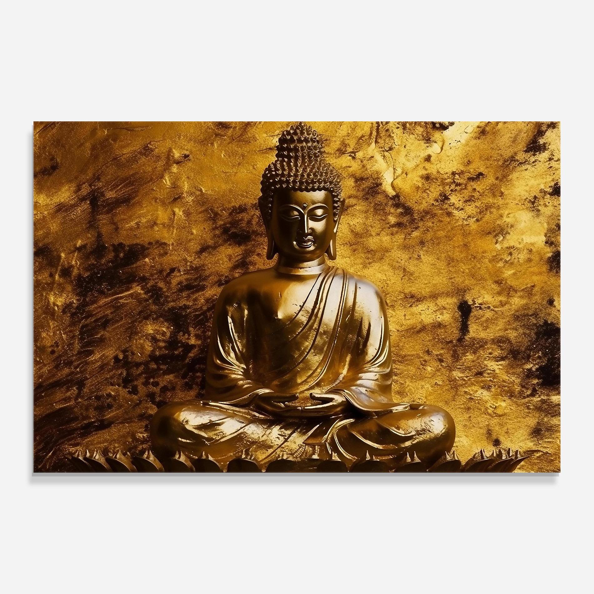 Tablou Sticla Statue Gold Buddha mockup 0