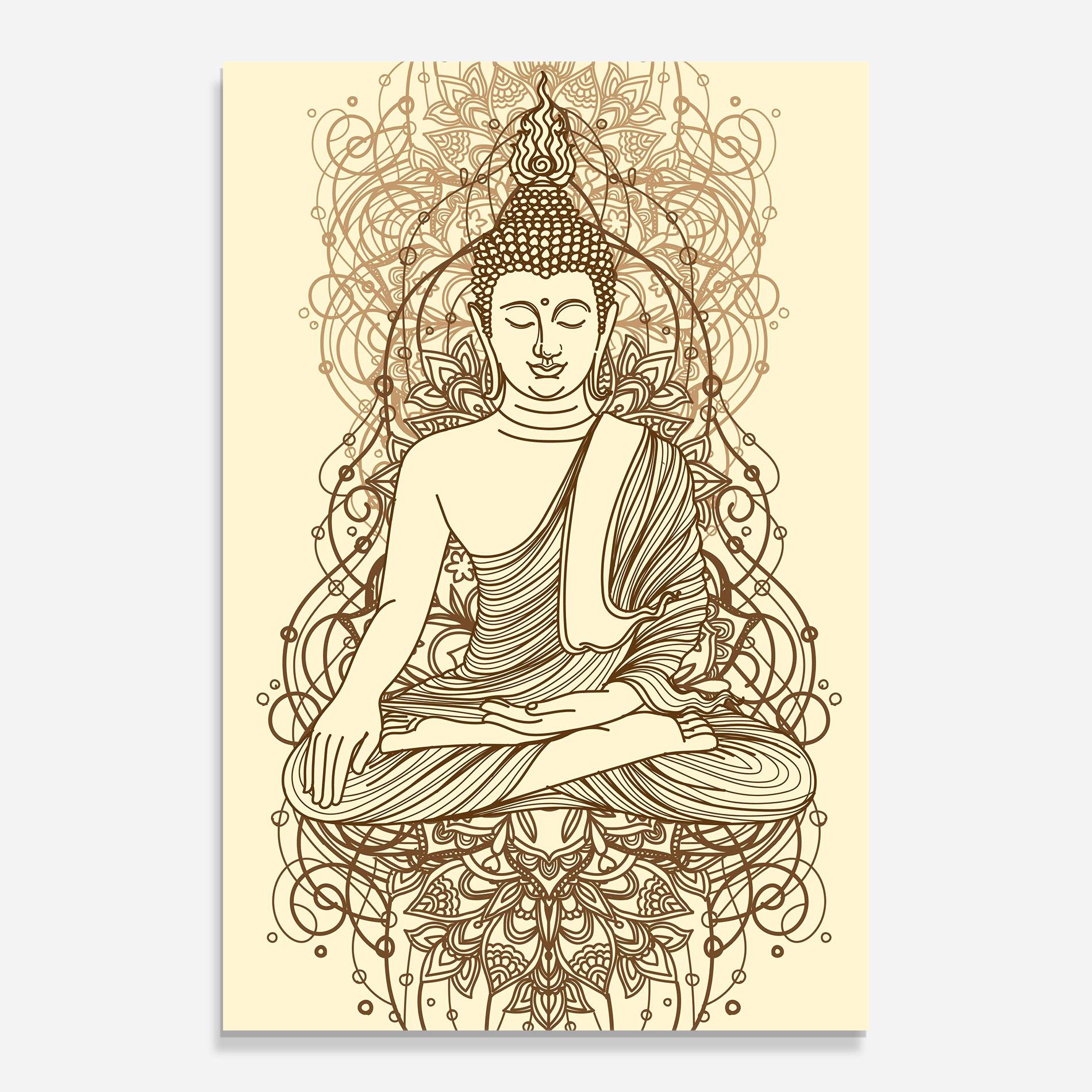 Tablou Sticla Brown Line Buddha mockup 0