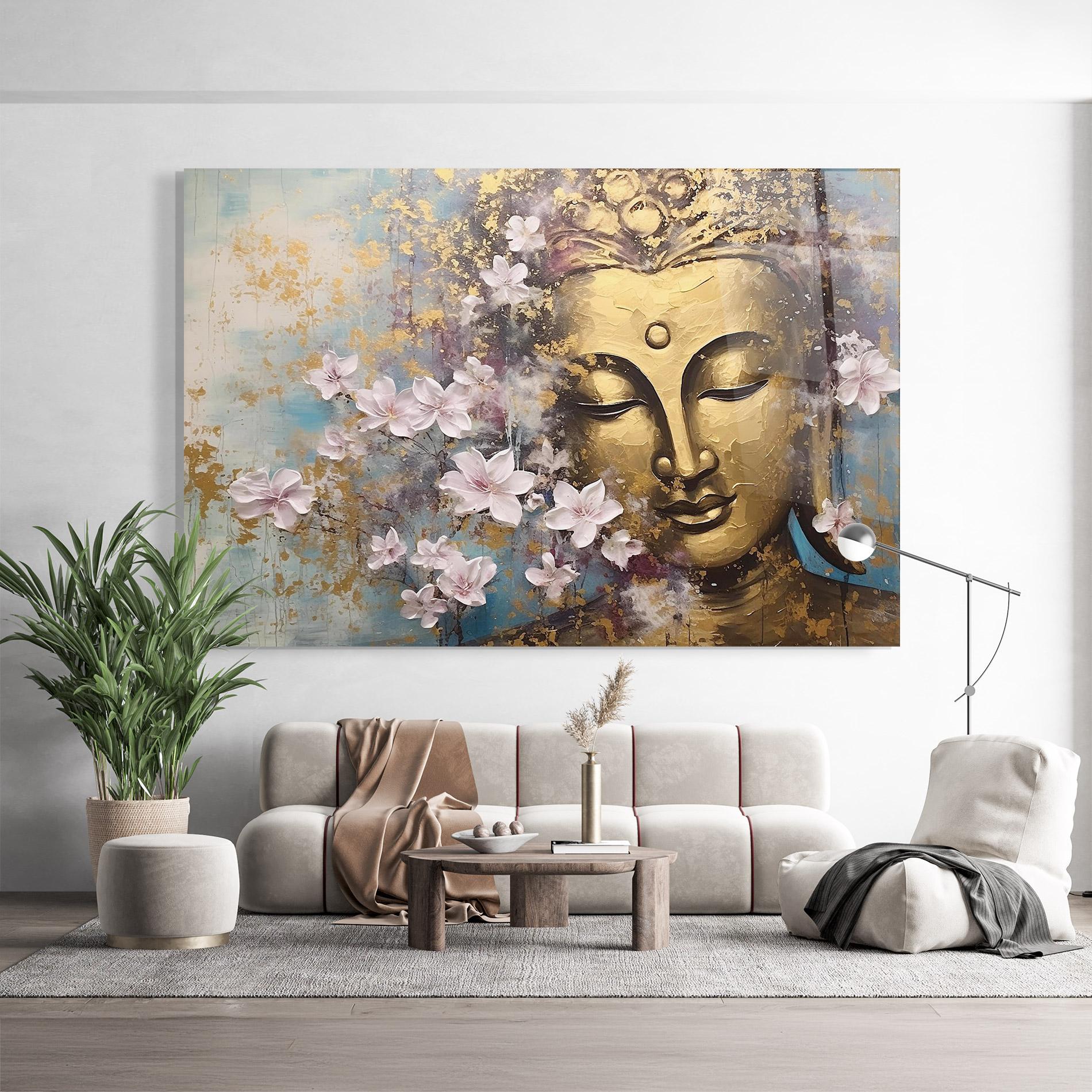 Tablou Sticla Abstract Buddha Plants mockup 9