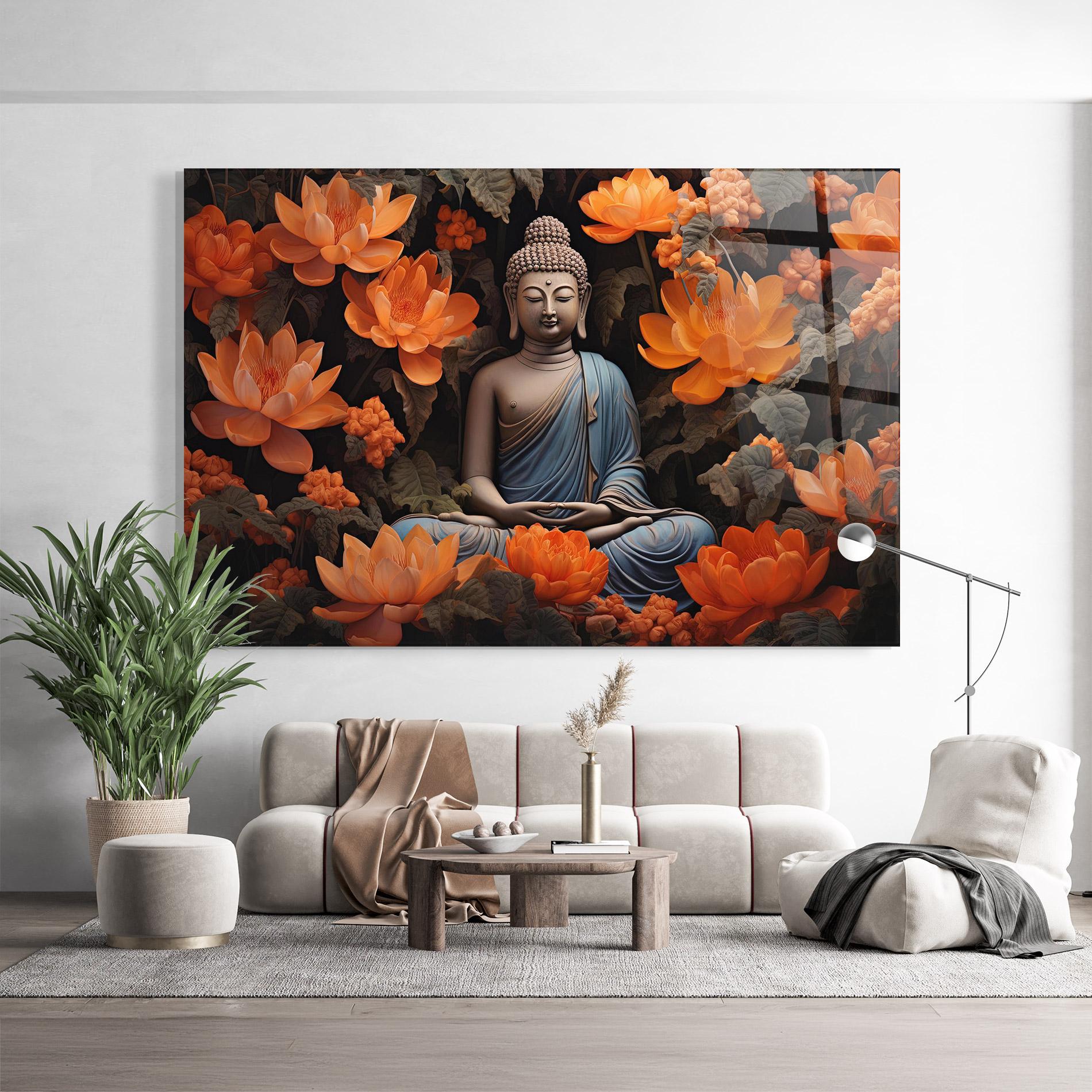 Tablou Sticla Big Flower Buddha mockup 9