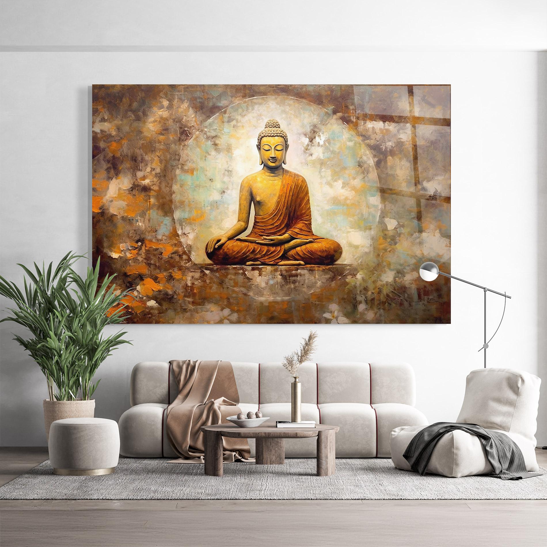 Tablou Sticla Blue Circle Buddha mockup 9