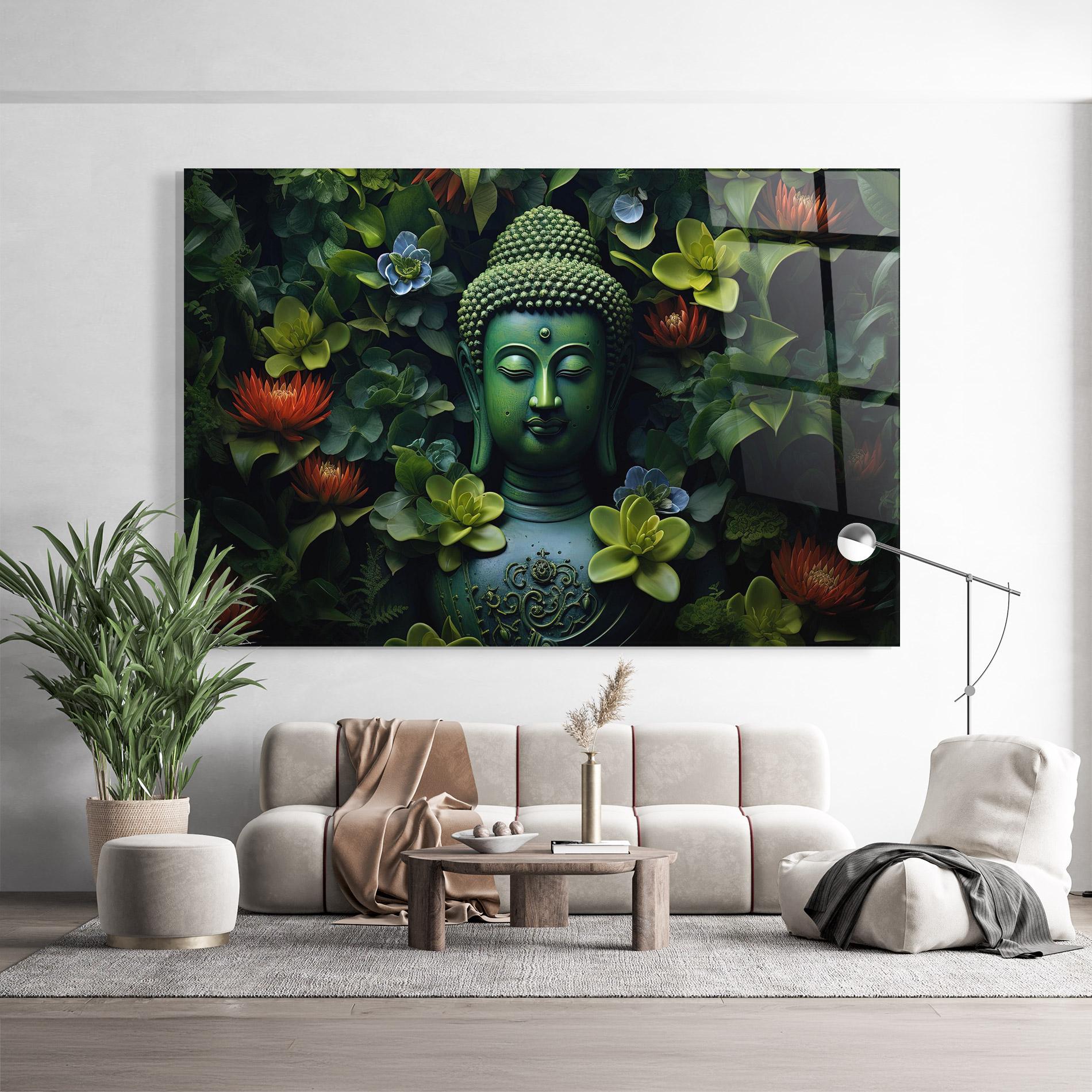 Tablou Sticla Blue Light Buddha mockup 9