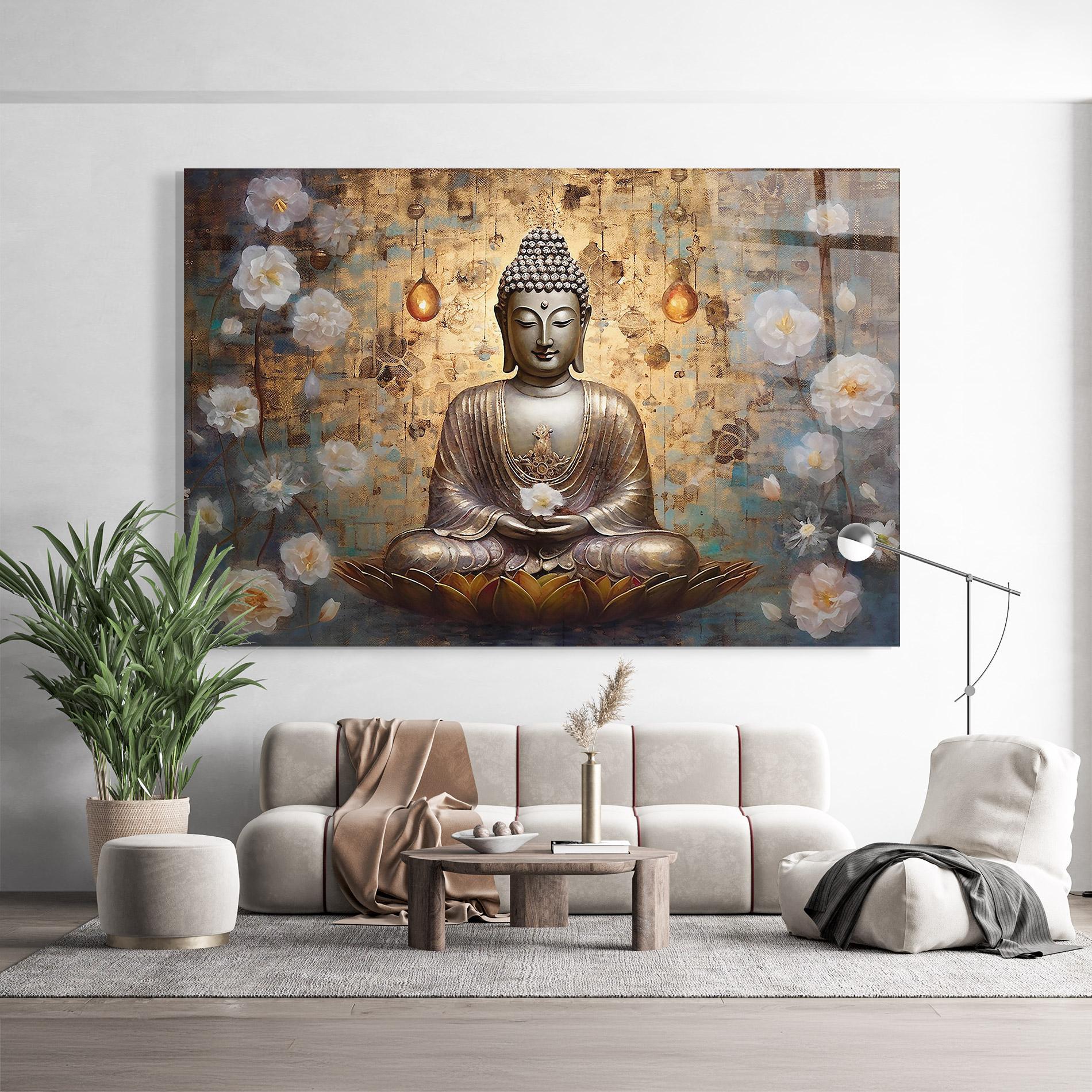 Tablou Sticla Buddha Meditation Art mockup 9