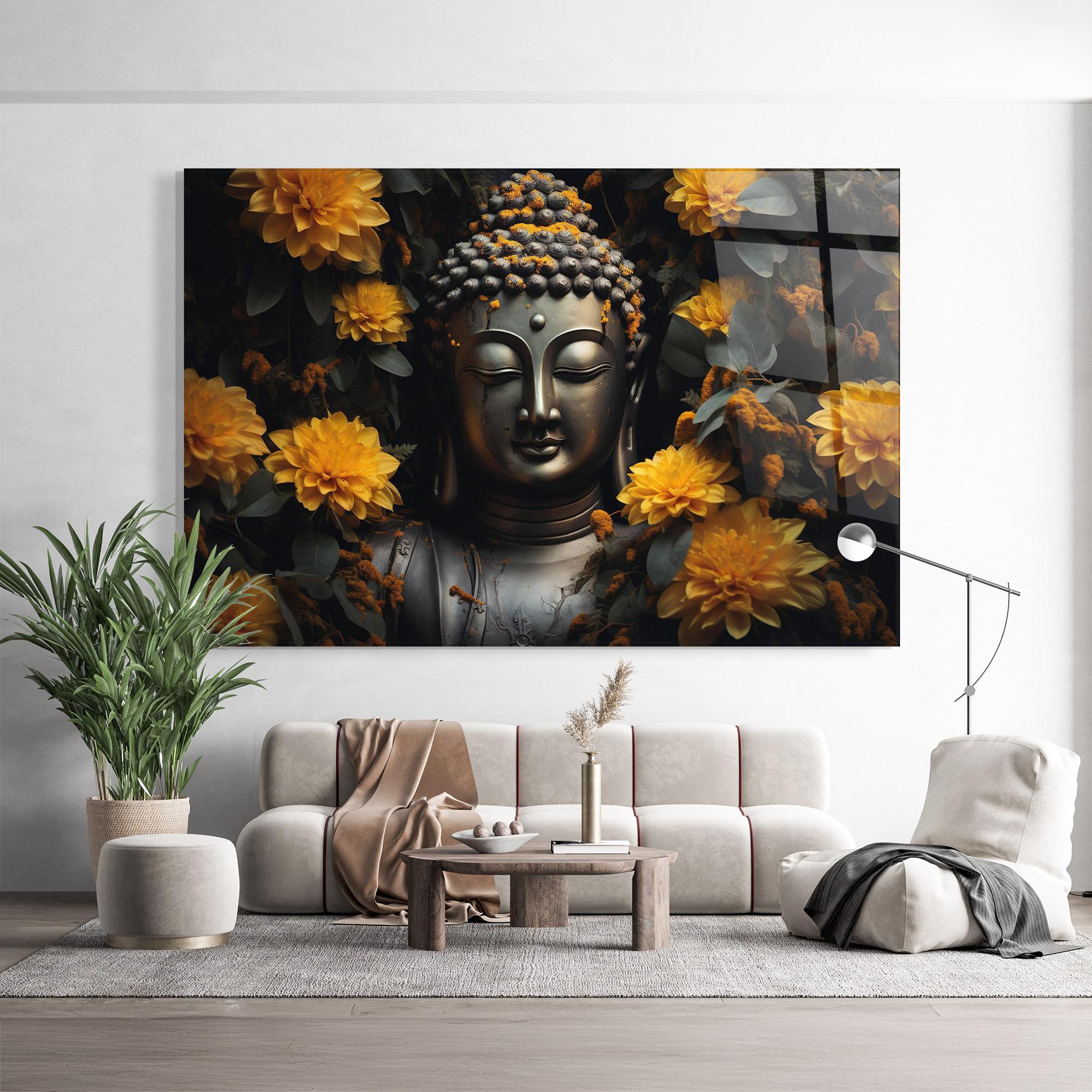 Tablou Sticla Buddha Peace Statue mockup 9