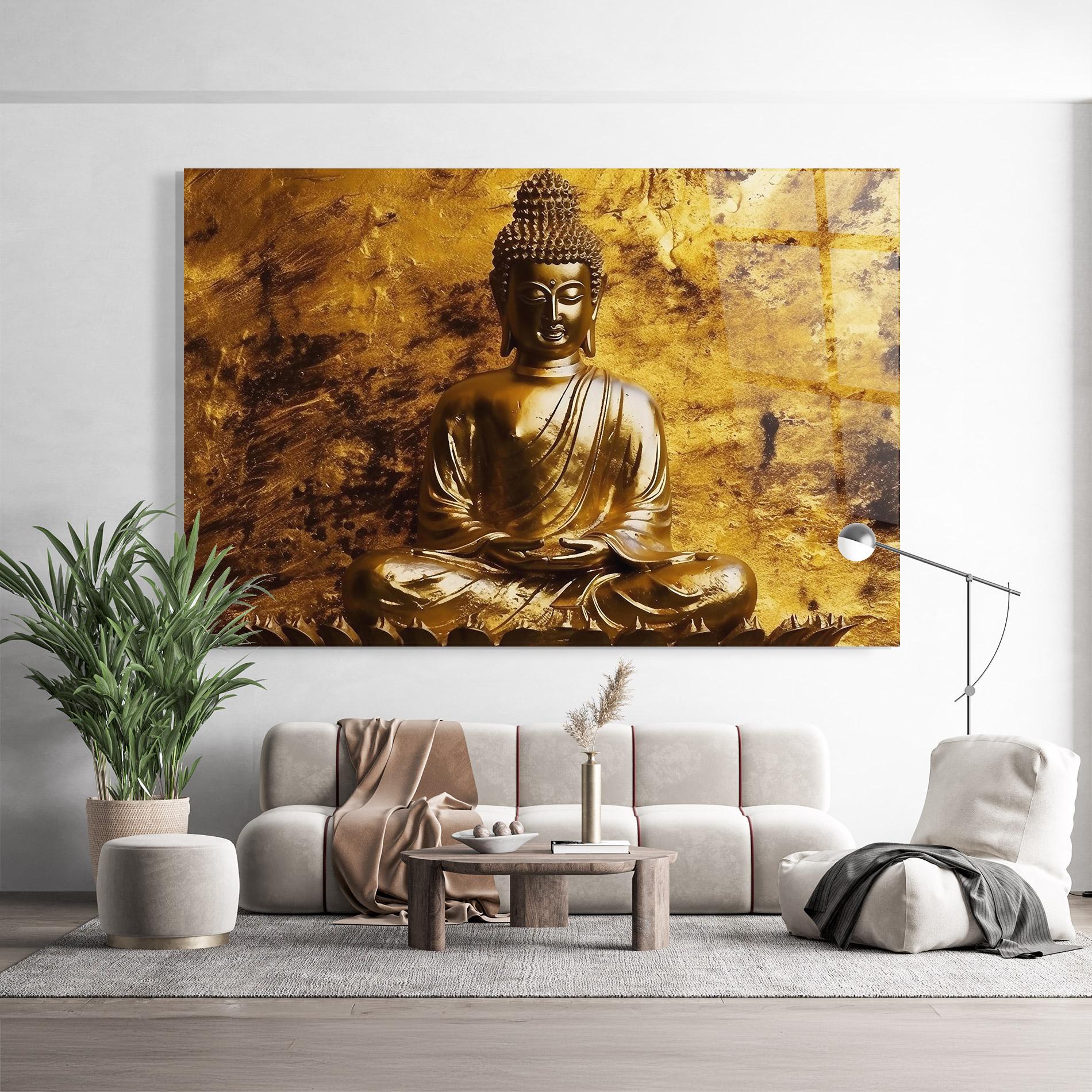 Tablou Sticla Statue Gold Buddha mockup 9