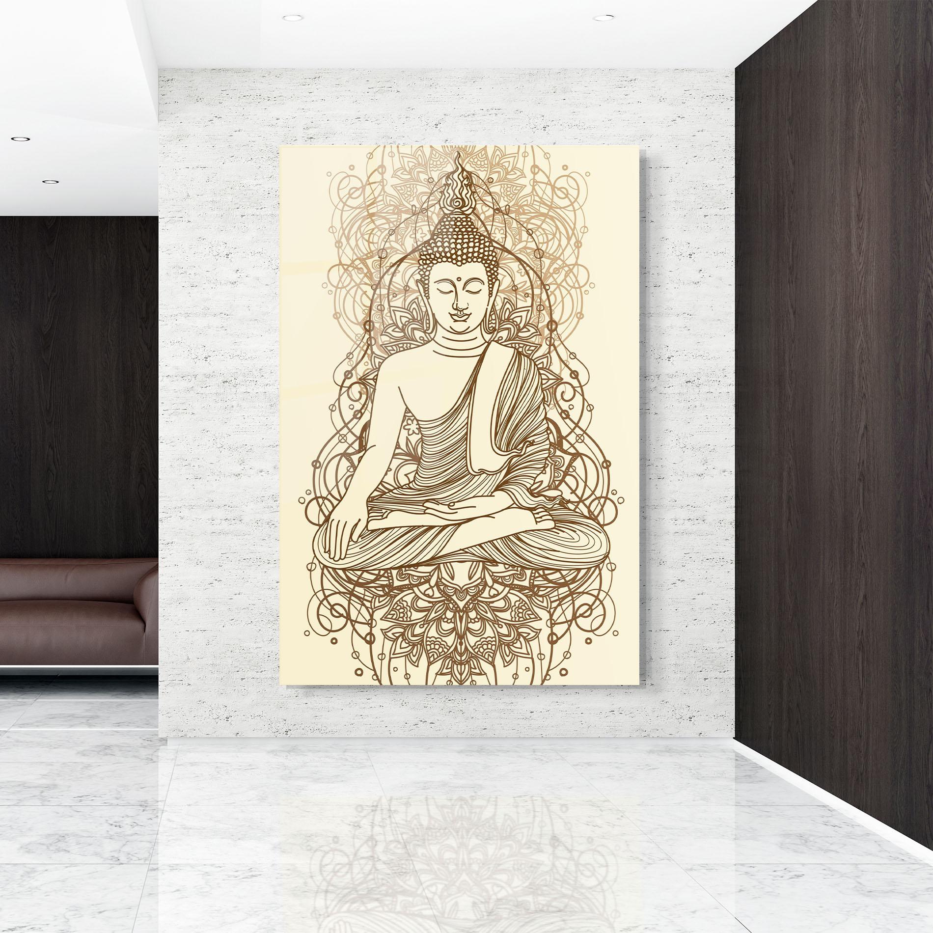 Tablou Sticla Brown Line Buddha mockup 9