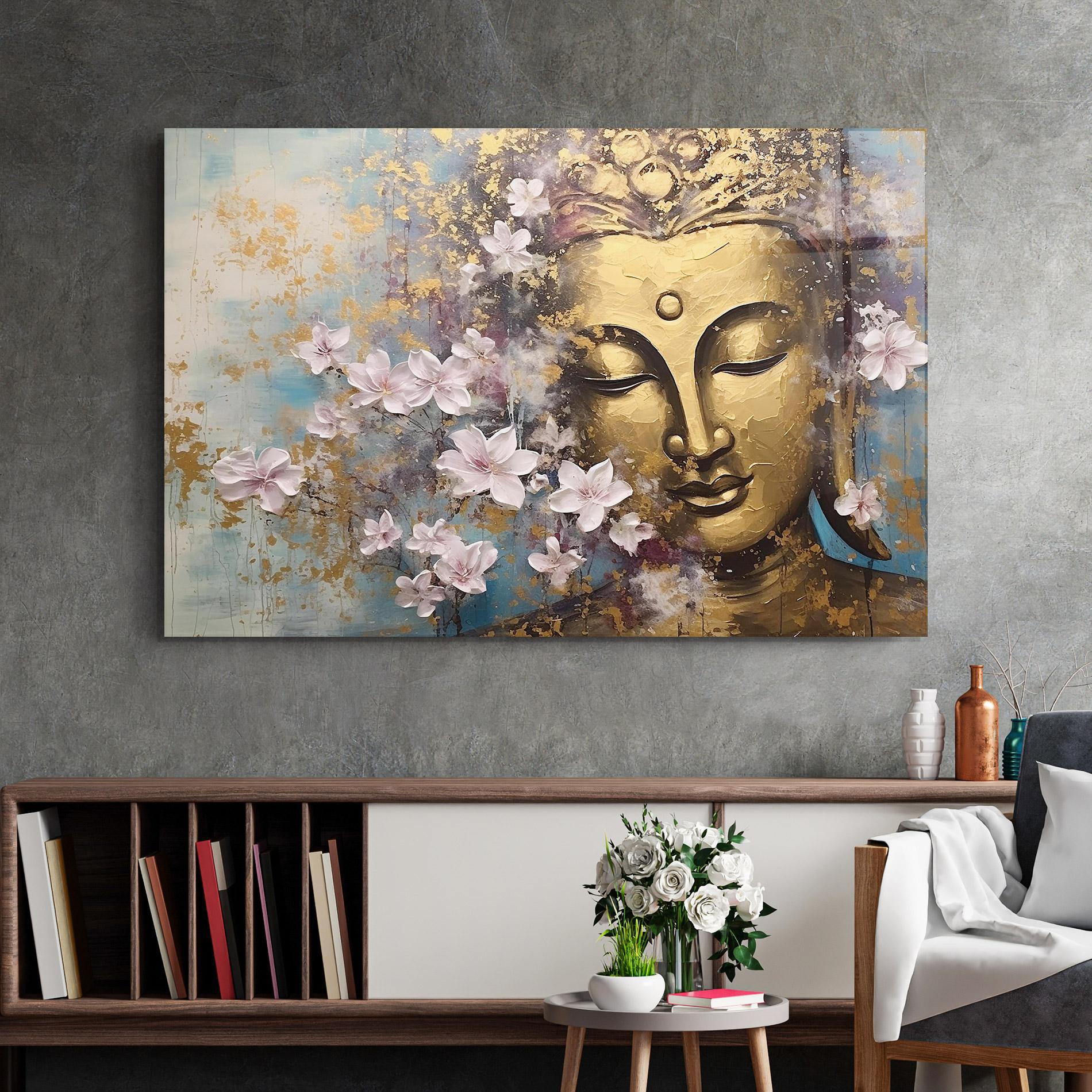 Tablou Sticla Abstract Buddha Plants mockup 2