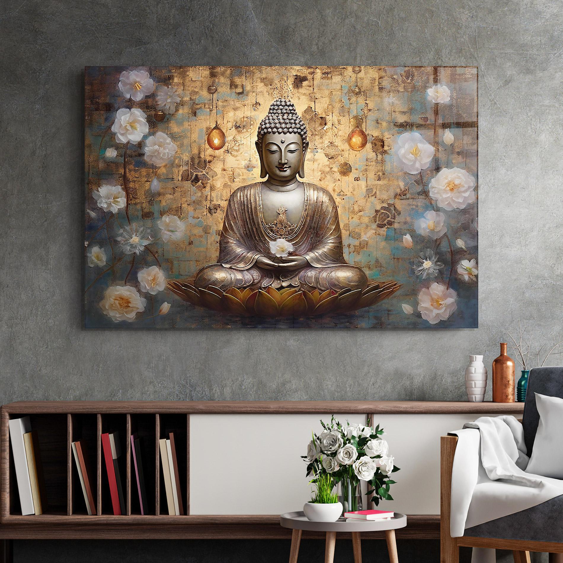 Tablou Sticla Buddha Meditation Art mockup 2