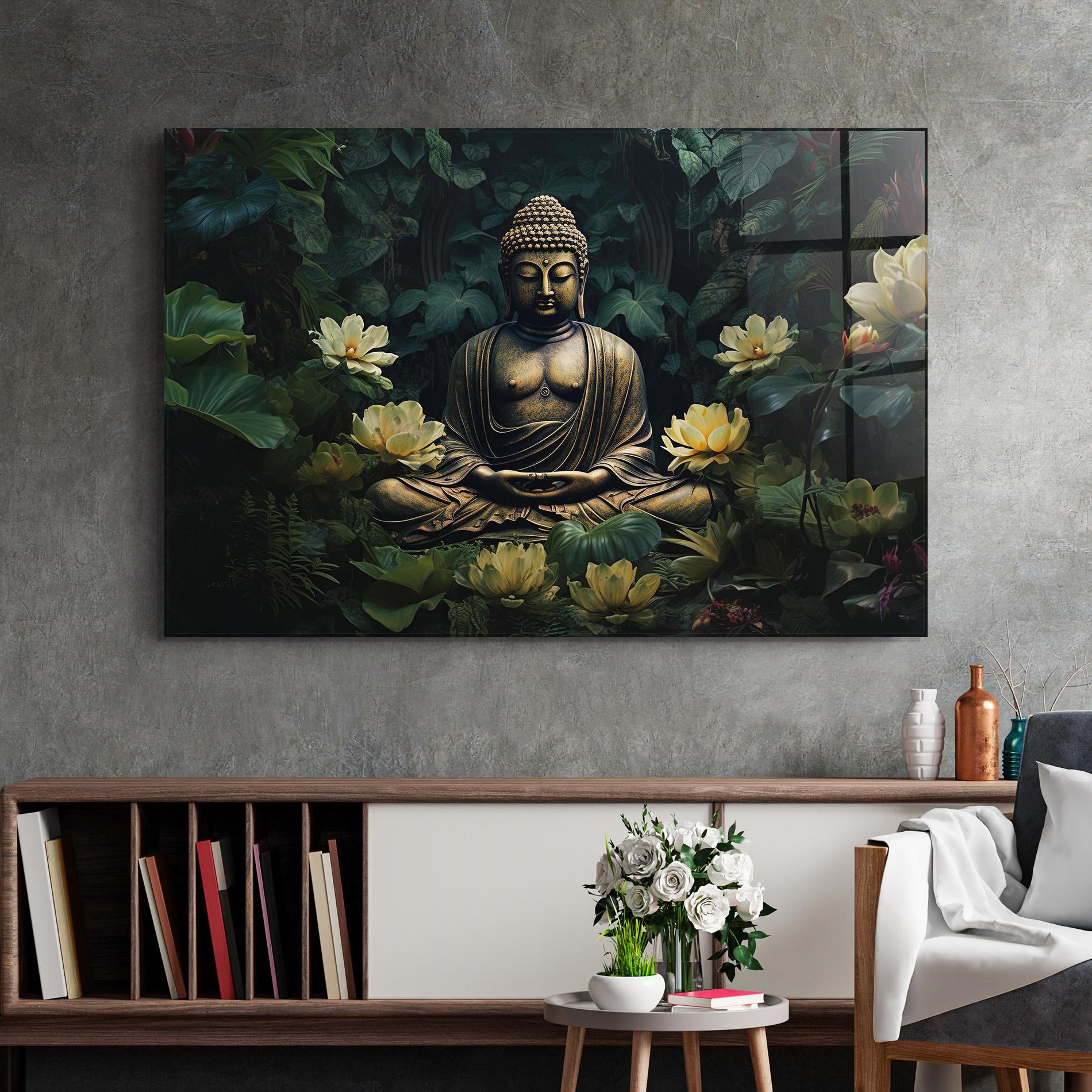 Tablou Sticla Calm Buddha Art mockup 2