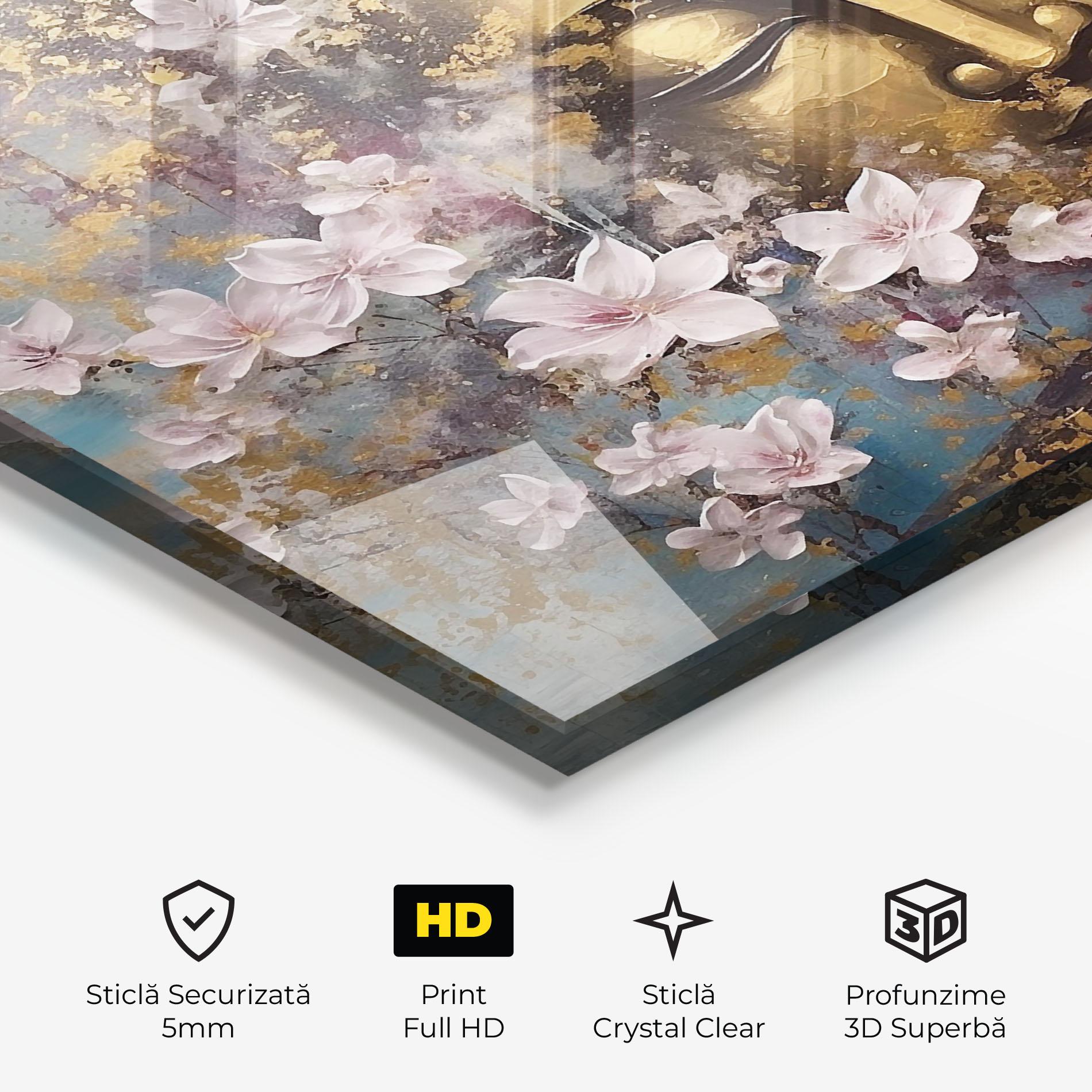 Tablou Sticla Abstract Buddha Plants mockup 3