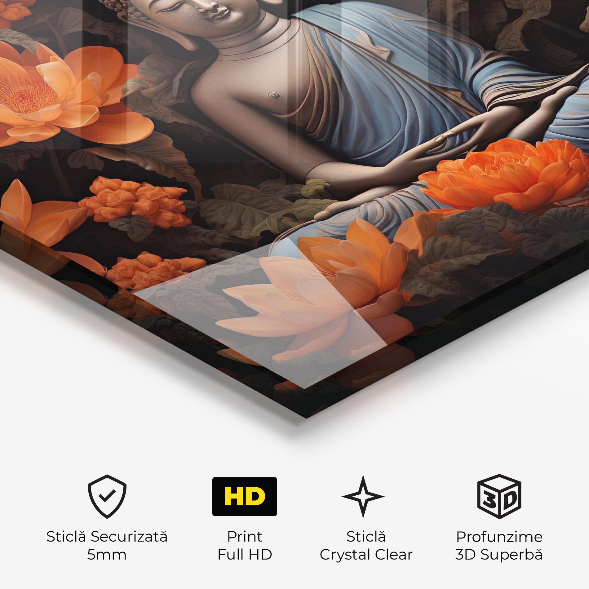 Tablou Sticla Big Flower Buddha mockup 3