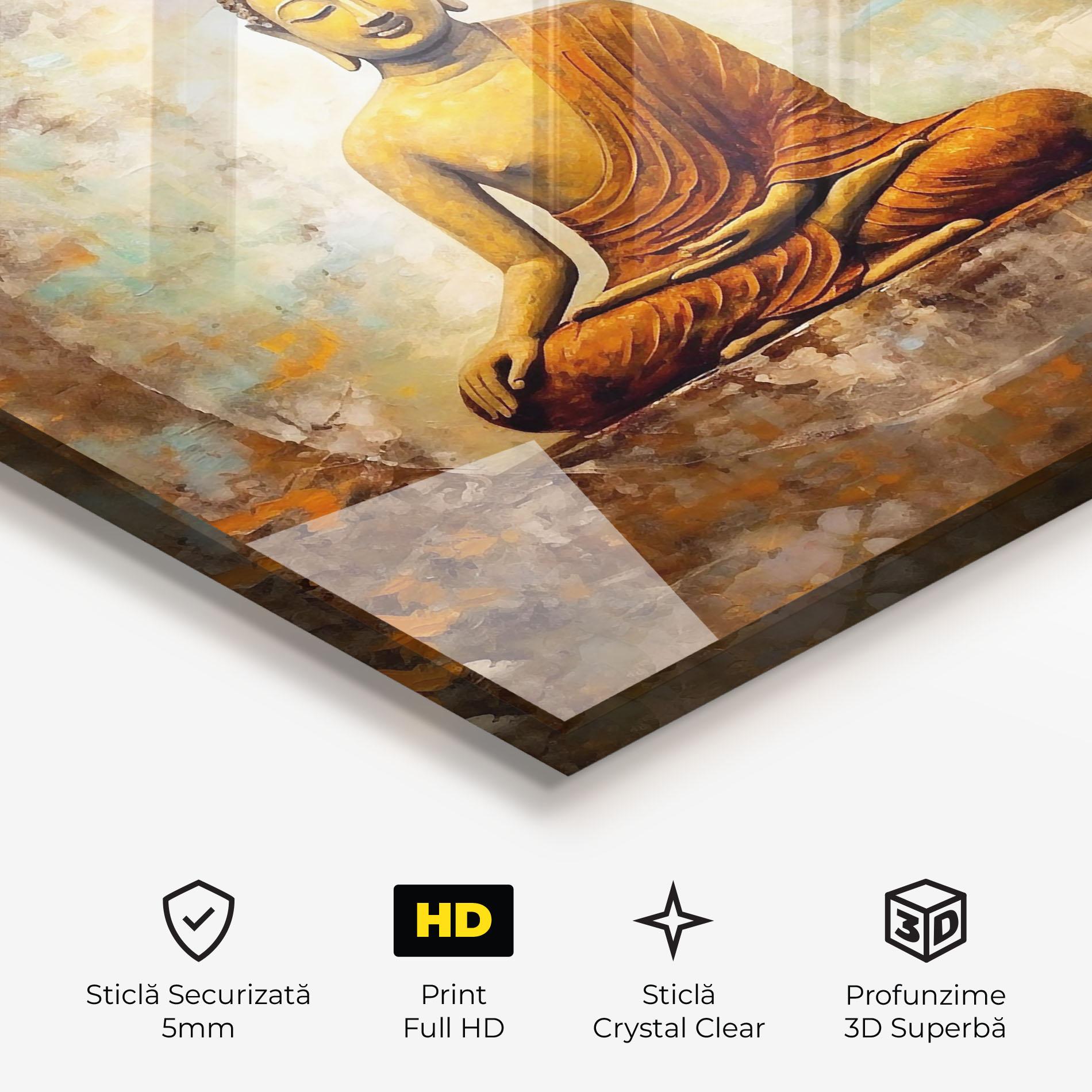 Tablou Sticla Blue Circle Buddha mockup 3