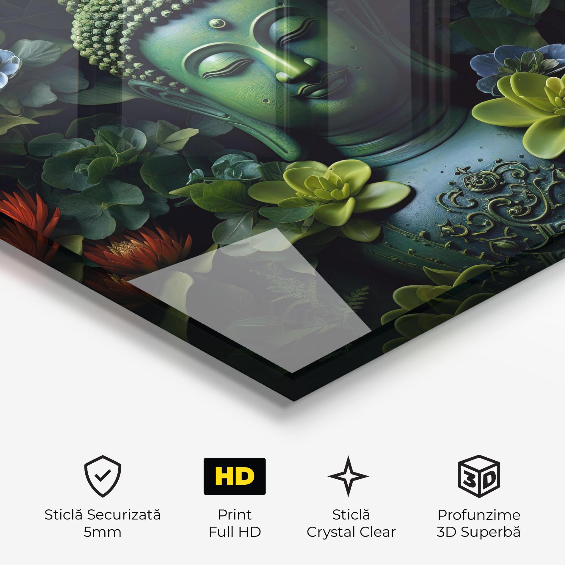 Tablou Sticla Blue Light Buddha mockup 3