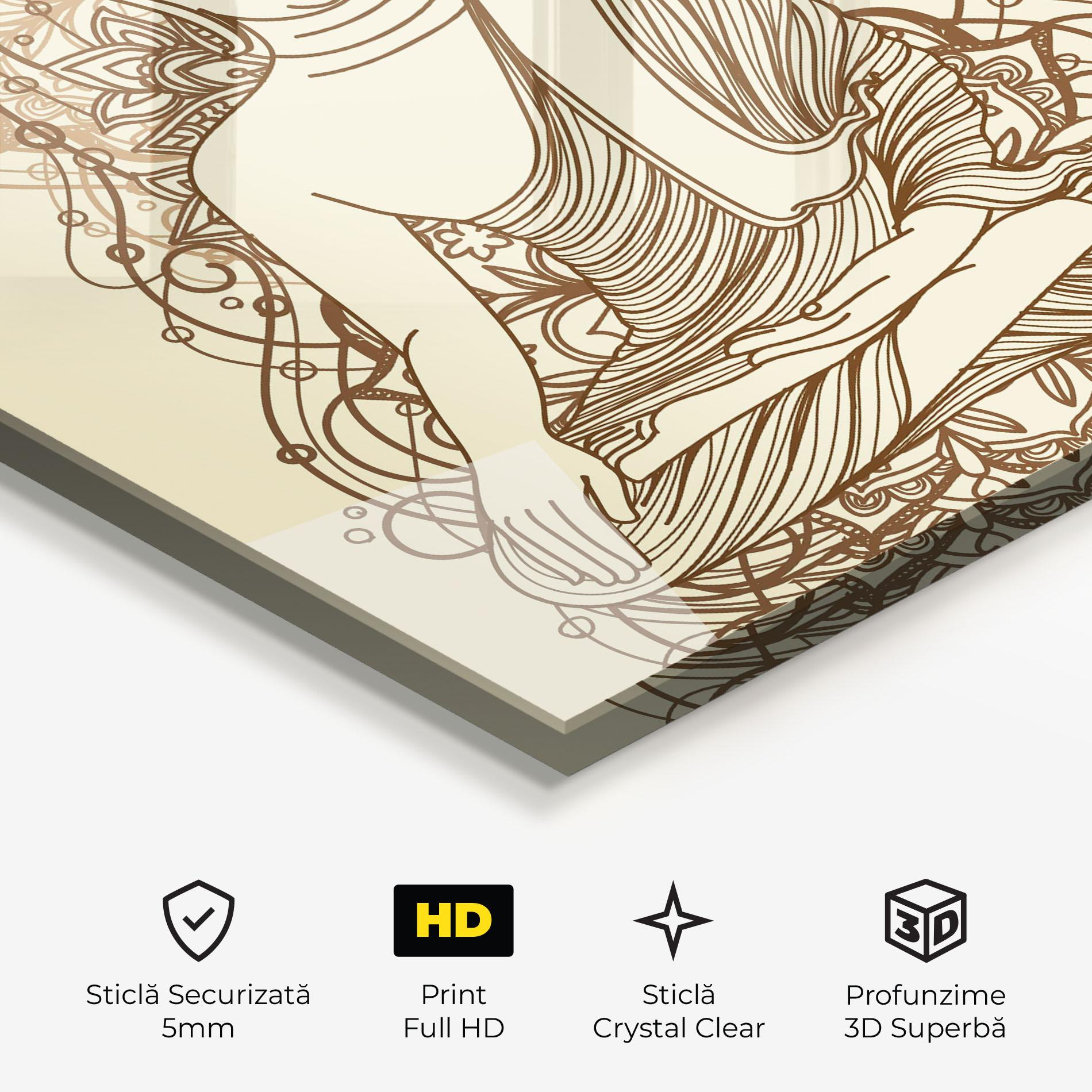 Tablou Sticla Brown Line Buddha mockup 3