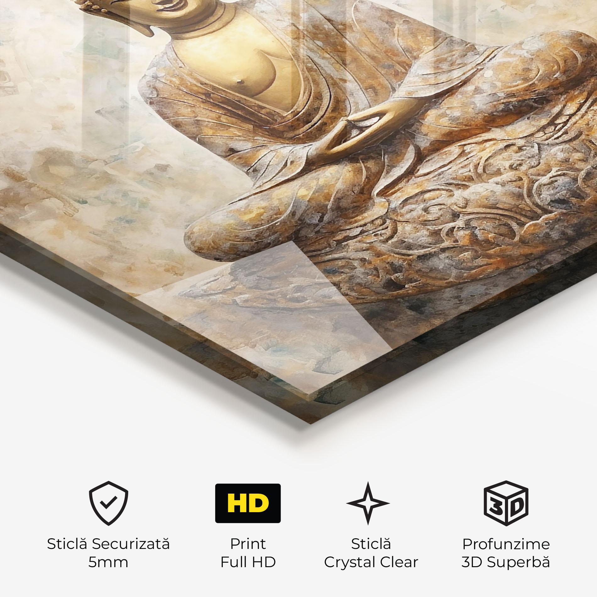 Tablou Sticla Cream Buddha Art mockup 3