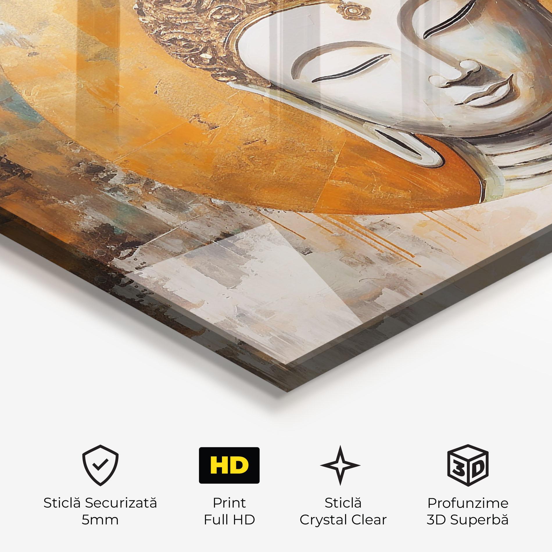 Tablou Sticla Cream Circle Buddha mockup 3