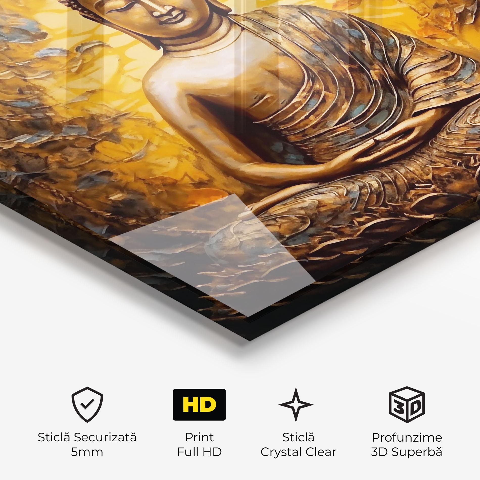 Tablou Sticla Gold Grey Buddha mockup 3